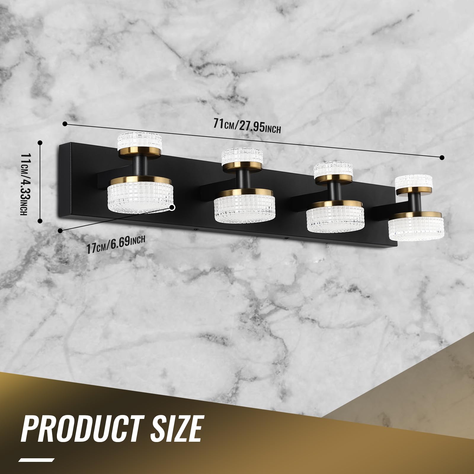 Modern LED Vanity Light Fixtures for Bathroom Mirror - 4-Light Acrylic Bathroom Lighting with ETL Certification - Perfect for Makeup, Shaving & Spa-Like Ambiance
