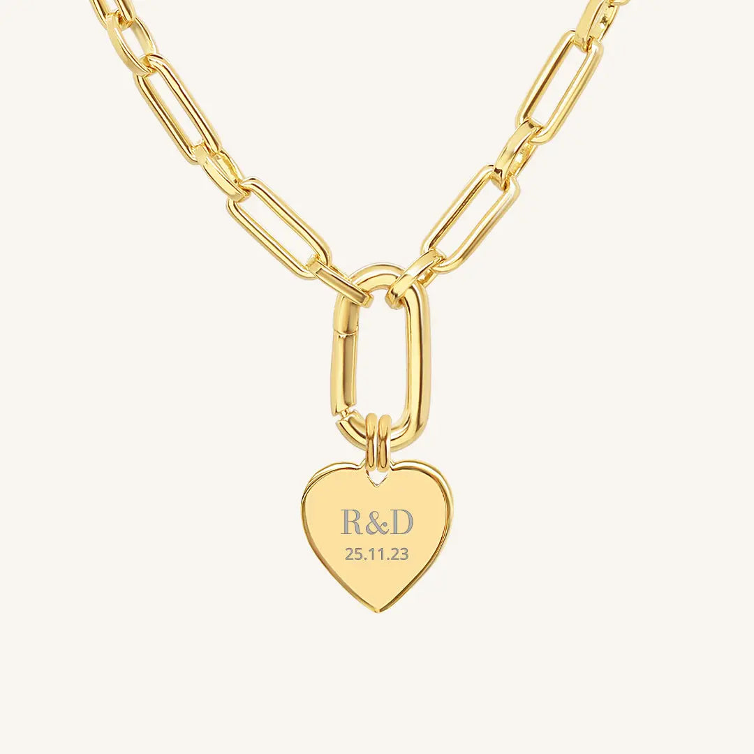 Etch Behold Heart Necklace - Personalized Engraved Jewelry for Women - Perfect Gift for Valentine's Day, Anniversary & Romantic Occasions