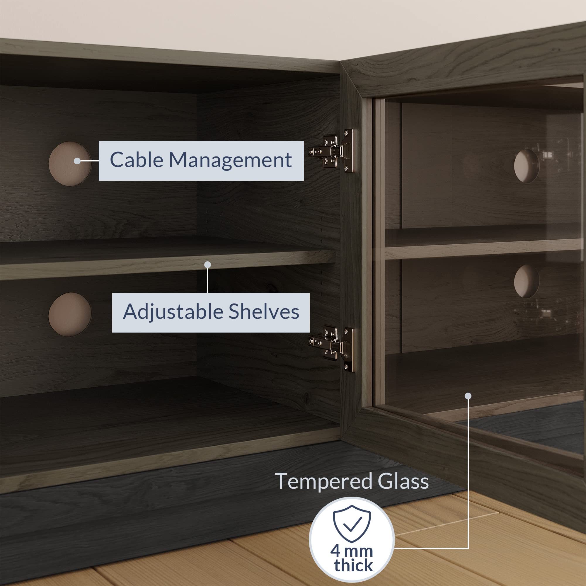 BELLEZE 70 Inch TV Stand for 75 Inch TVs - Modern Wood Entertainment Center with Storage Shelves, Living Room & Bedroom TV Cabinet - Brixston Brown - Perfect for Home Theater Setup & Media Organization