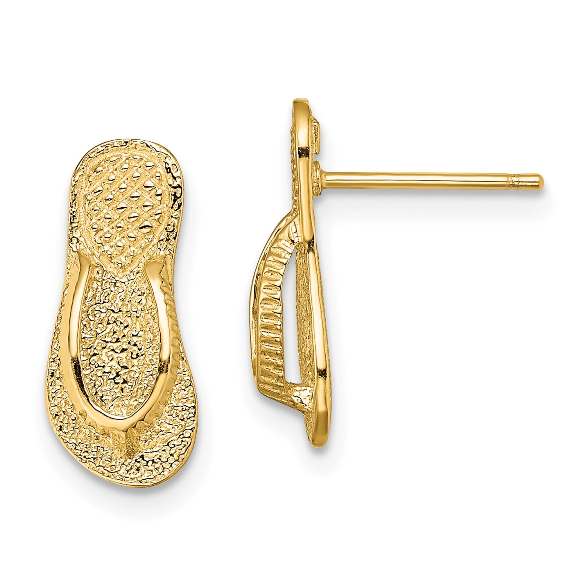 14K Solid Yellow Gold Hawaiian Flip Flop Sandals Stud Earrings for Women | Beach Vacation Jewelry | Summer Fashion Accessories | Perfect for Tropical Getaways and Casual Outings