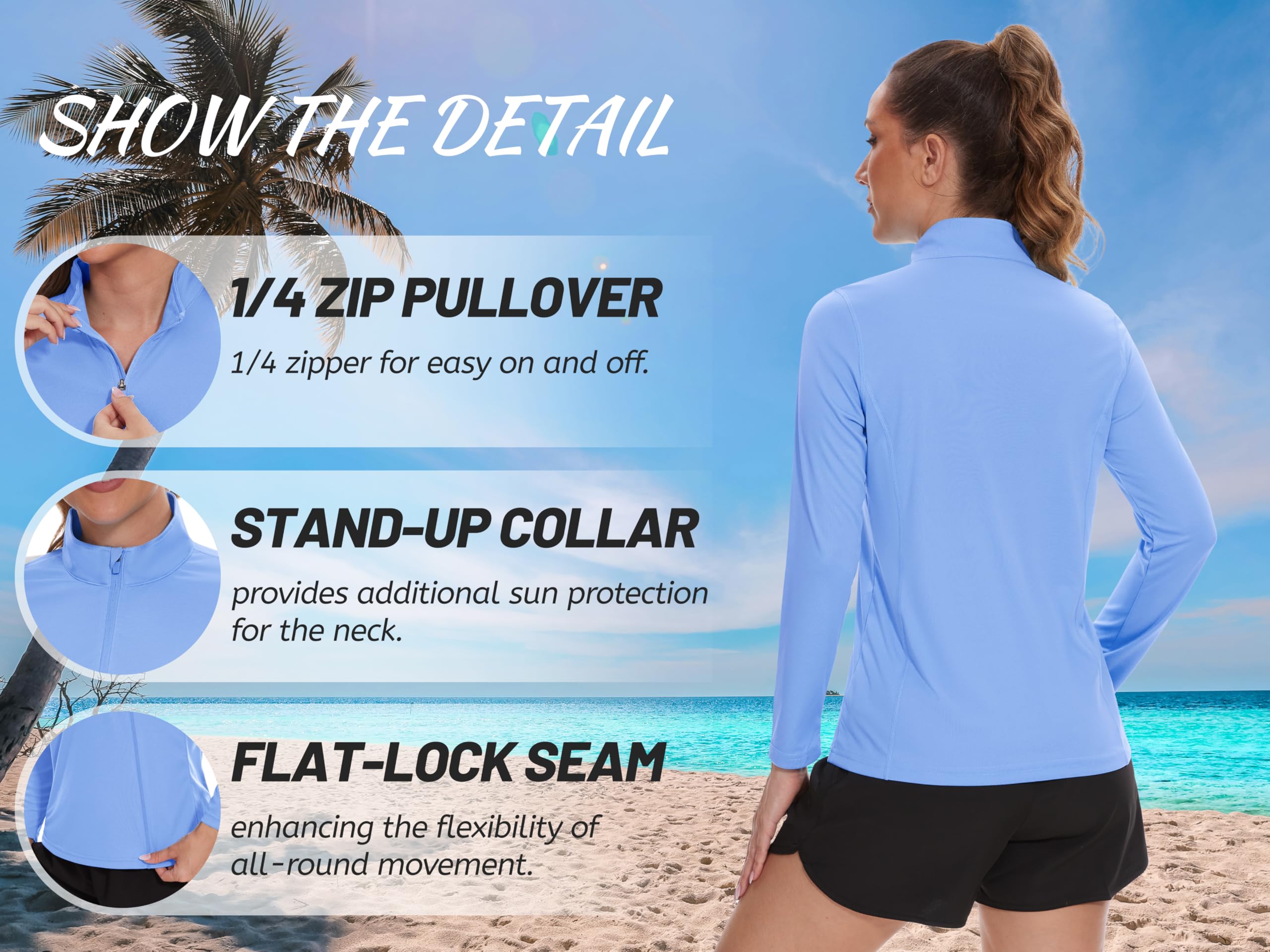 TACVASEN Women's UPF 50+ UV Protection Quarter Zip Pullover Long Sleeve Shirt - Golf, Hiking & Workout Activewear Top for Outdoor Sports & Casual Wear