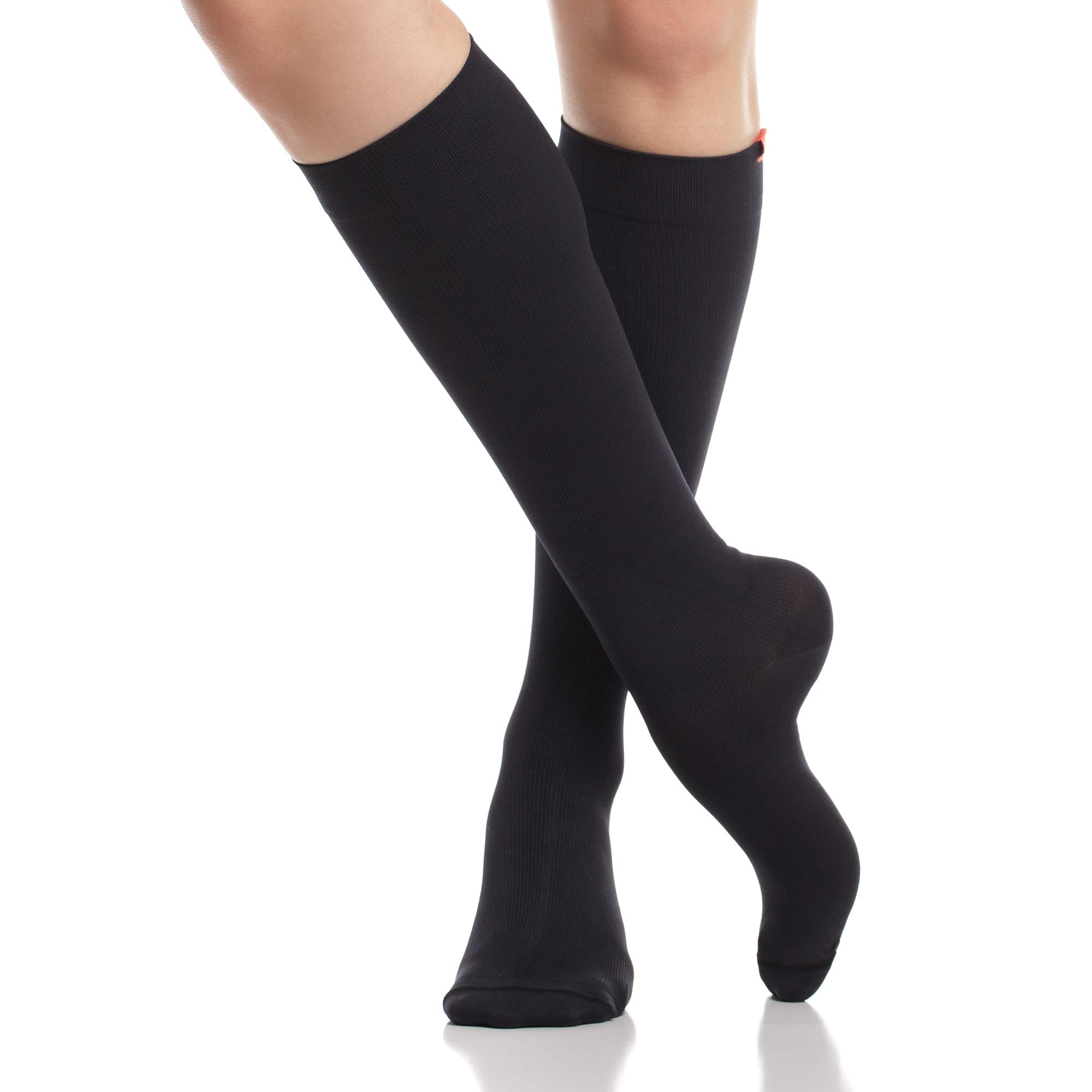 VIM & VIGR 15-20 mmHg Compression Socks for Women & Men - Merino Wool, Breathable & Supportive, Solid Black (Small/Medium) - Perfect for Travel, Running & Circulation Support
