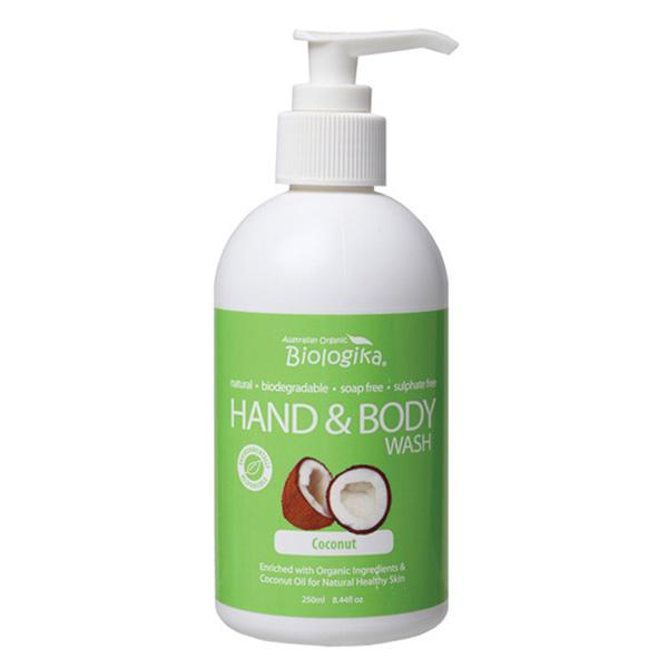 Biologika Natural Coconut Hand & Body Wash - Moisturizing & Hydrating for Dry Skin - Perfect for Daily Shower, Bath & Travel Use