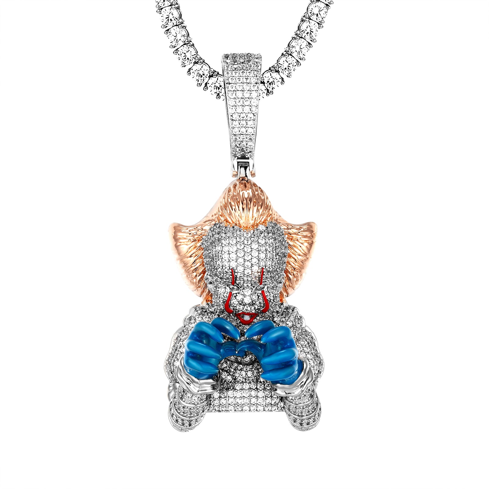 Sterling Silver Two-Tone Cartoon Character Enamel Pendant for Men - Perfect Gift for Birthday, Anniversary & Casual Wear
