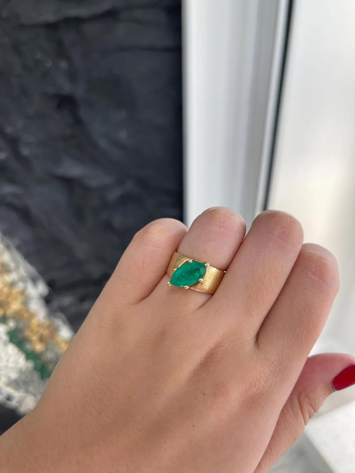 2.68ct Marquise Cut Colombian Emerald Solitaire Ring in 6-Prong Gold Setting - Elegant Jewelry for Engagement, Wedding & Special Occasions