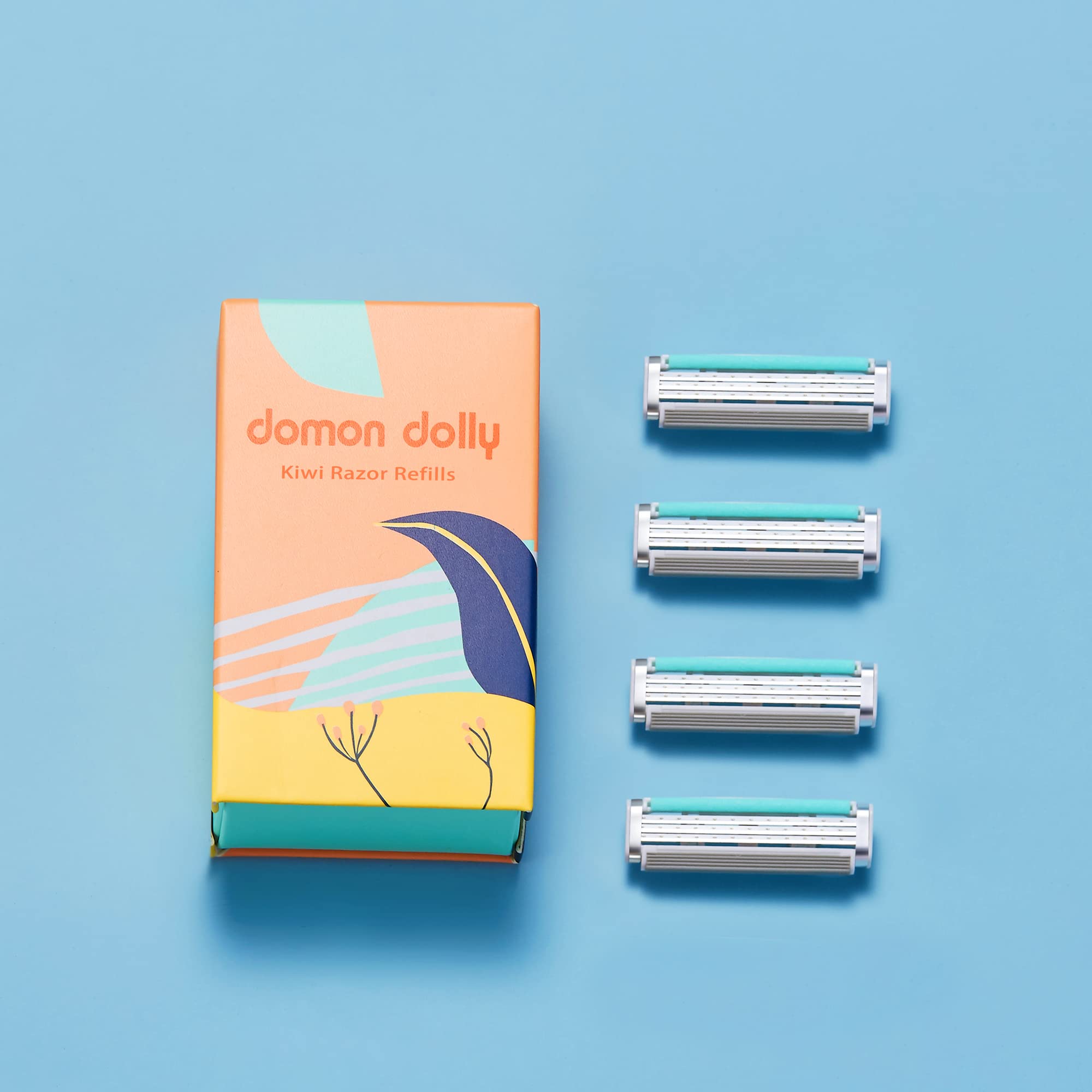Domon 3-Blade Razor Cartridge Refills for Women - 4 Pack Green YDNDT01 | Smooth Shaving for Legs, Underarms & Bikini Area | Replacement Blades for Dolly Razors
