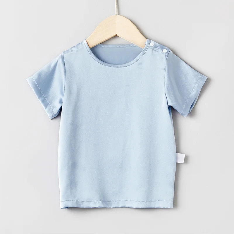 Soft & Breathable Baby Silk Short Sleeve T-Shirt - Organic Cotton Blend for Newborns & Toddlers - Perfect for Summer Outfits, Playdates & Family Photos