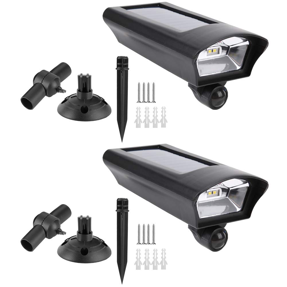 CHICIRIS 2 Pack LED Solar Wall Lights with Infrared Motion Sensor - Cold White Adjustable Outdoor Solar Lights for Yard, Garden, Lawn, Pathway, Driveway, Porch, Walkway, Pool & Patio | Weatherproof Landscape Lighting for Home Security & Decoration