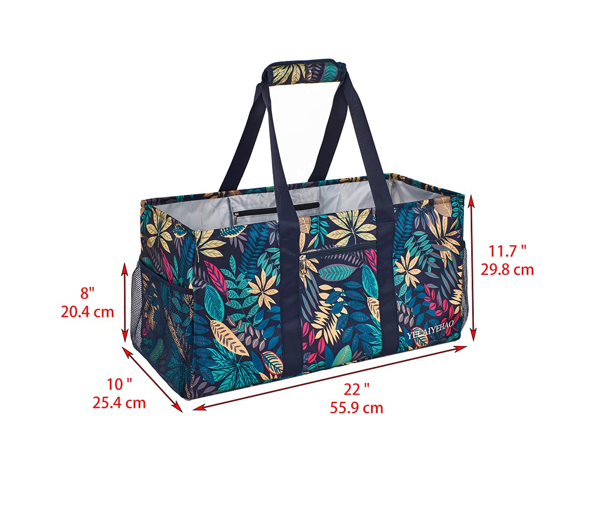 YELAIYEHAO Large Foldable Tote Bag - Heavy Duty Reusable Shopping Bag for Groceries, Beach, Pool, Gym, Travel & Laundry | Collapsible Storage Organizer for Picnic, Camping & Daily Use