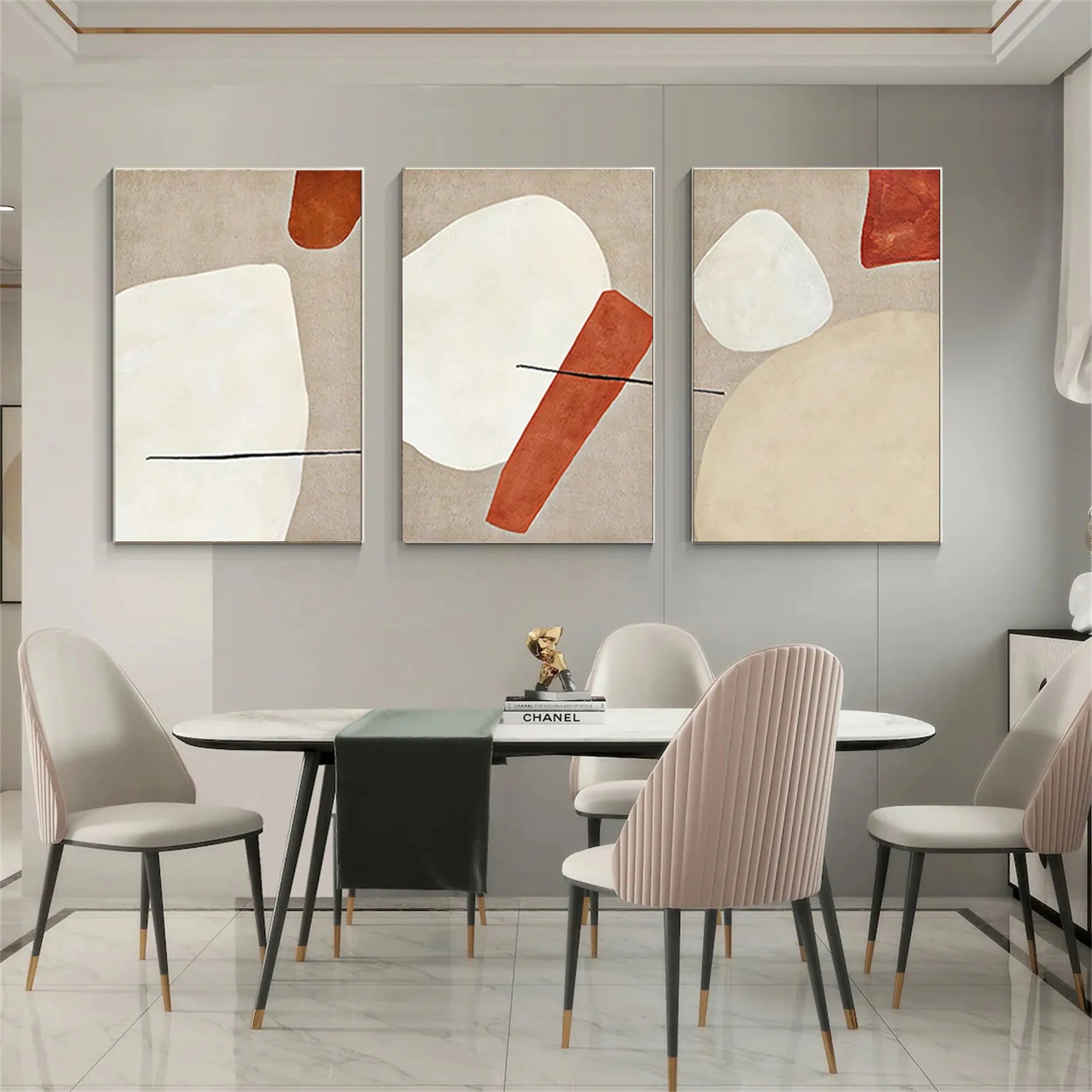 Abstract Tranquility Set of 3 Wall Art Prints - Modern Minimalist Home Decor for Living Room, Bedroom & Office - #AB139 - Perfect for Creating a Calming Atmosphere in Any Space