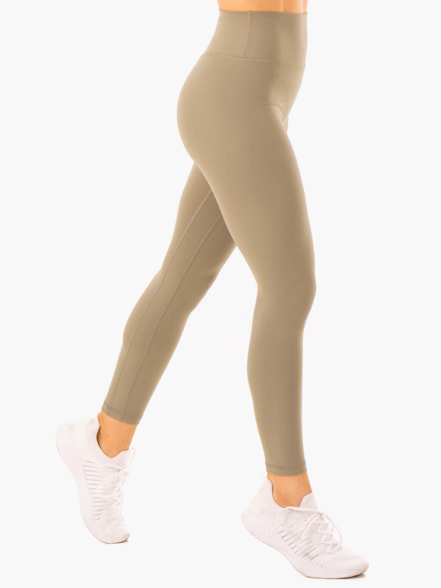 NKD Refine High Waisted Yoga Pants for Women - Tummy Control Workout Leggings - Comfortable Stretchy Khaki Activewear for Gym, Running & Lounge Wear
