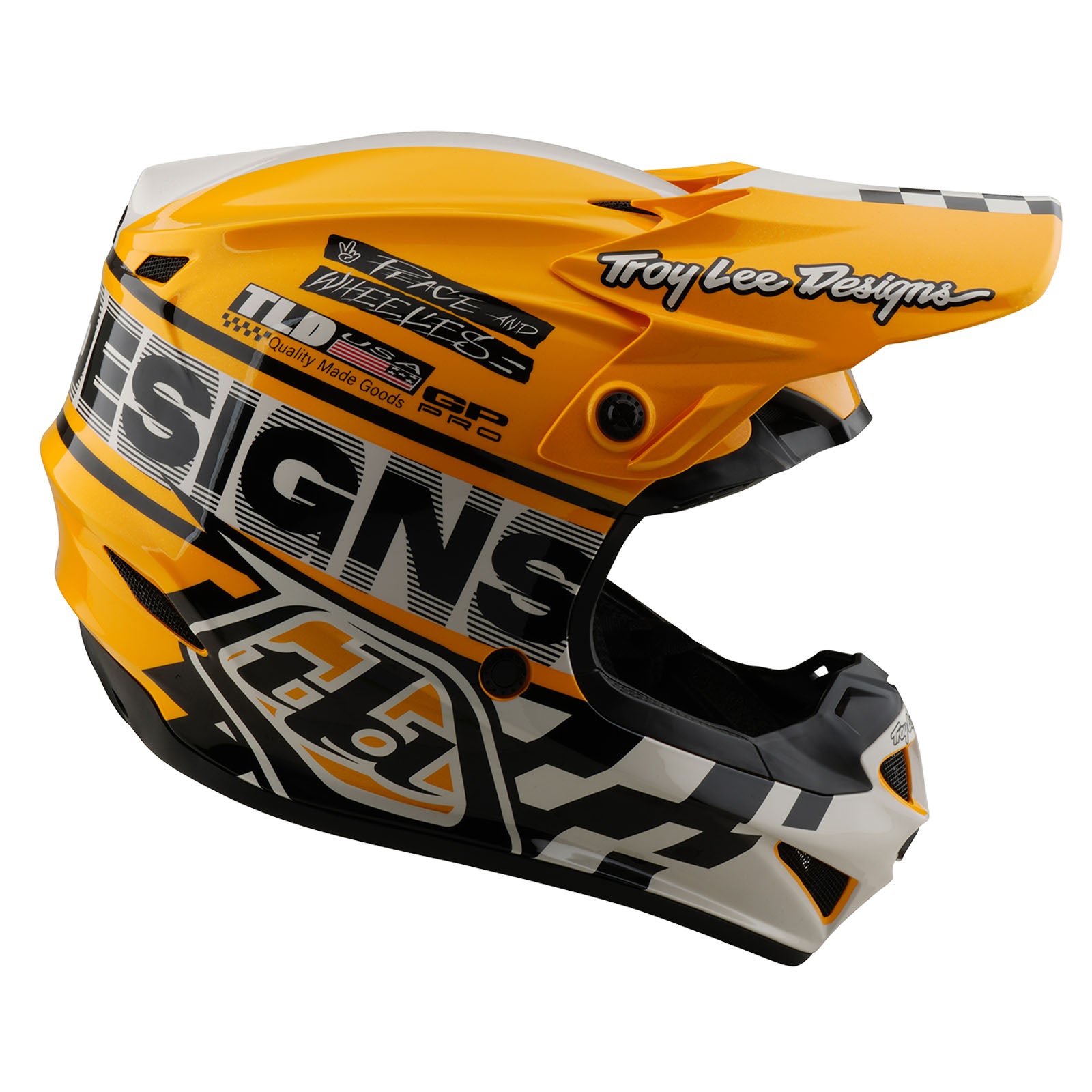 Youth GP Pro Helmet Fifty 50 White/Gold - Lightweight Motorcycle Racing Helmet for Kids & Teens - Perfect for Motocross, Dirt Biking & ATV Riding