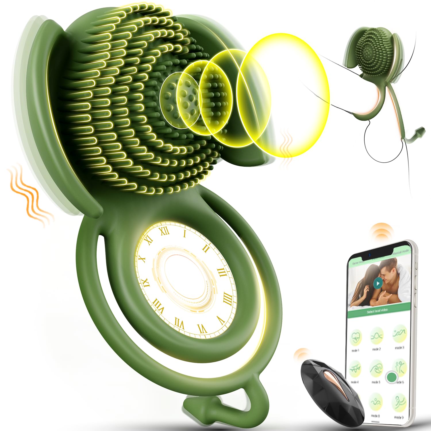 **9-Speed Vibrating Cock Ring for Men - Silicone Penis Ring with Clitoral Stimulator, APP & Remote Control - Couples Sex Toy for Enhanced Pleasure (Perfect for Foreplay & Spicing Up Relationships)**