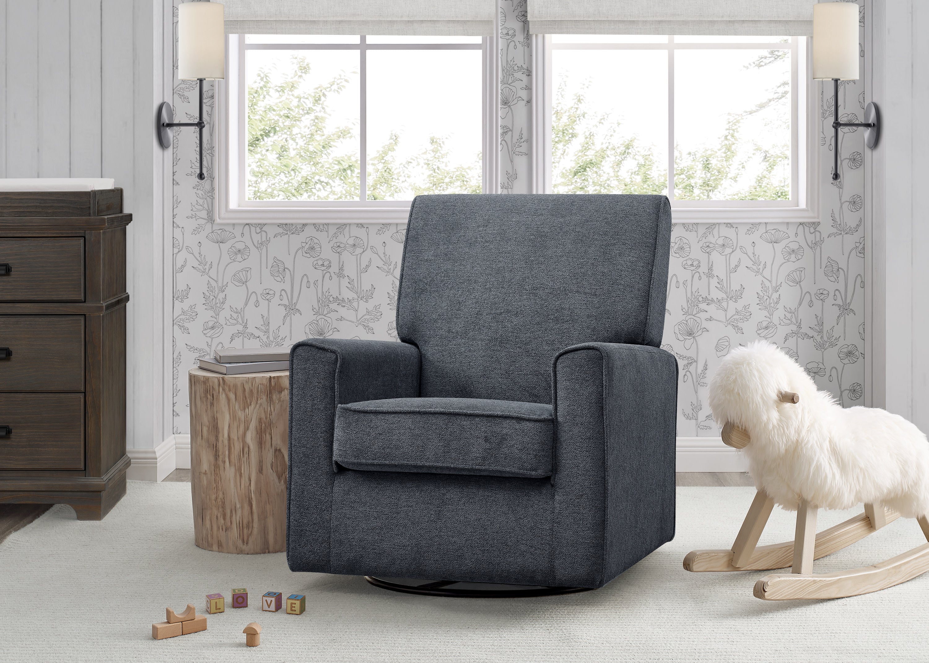 Sophie Nursery Glider Swivel Chair with LiveSmart Fabric - Comfortable Rocking Recliner for Breastfeeding, Baby Shower & Nursery Room - Perfect for Late Night Feedings and Soothing Baby to Sleep
