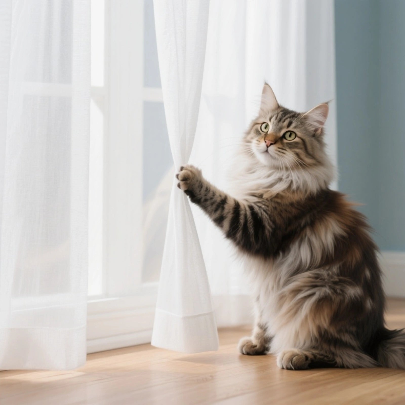 Bella Scratch-Resistant Pet-Friendly Sheer Pleated Curtains for Living Room & Bedroom - Light Filtering & Privacy Window Drapes