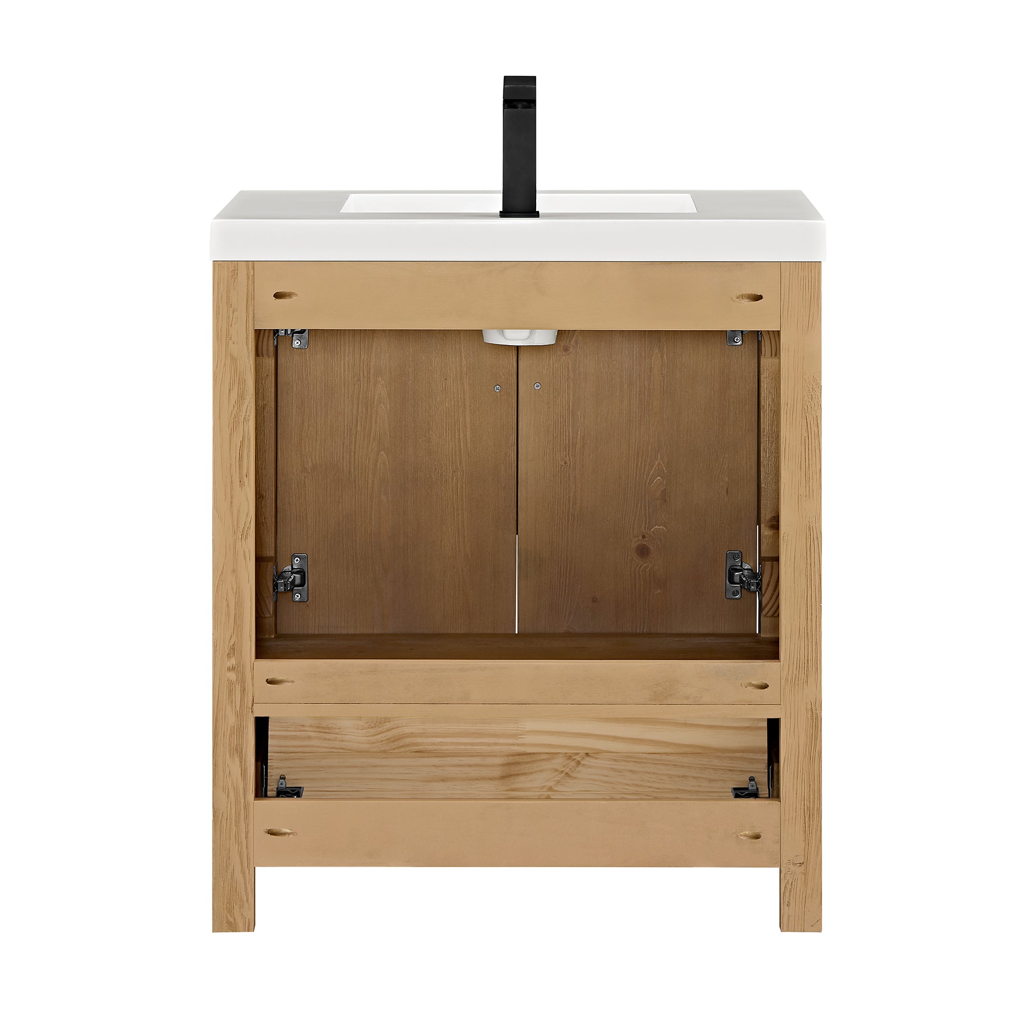 Bondi 30 Inch Single Bathroom Vanity Light Brown with White Drop-in Sink - Modern Bathroom Storage for Small Spaces, Powder Rooms & Guest Baths