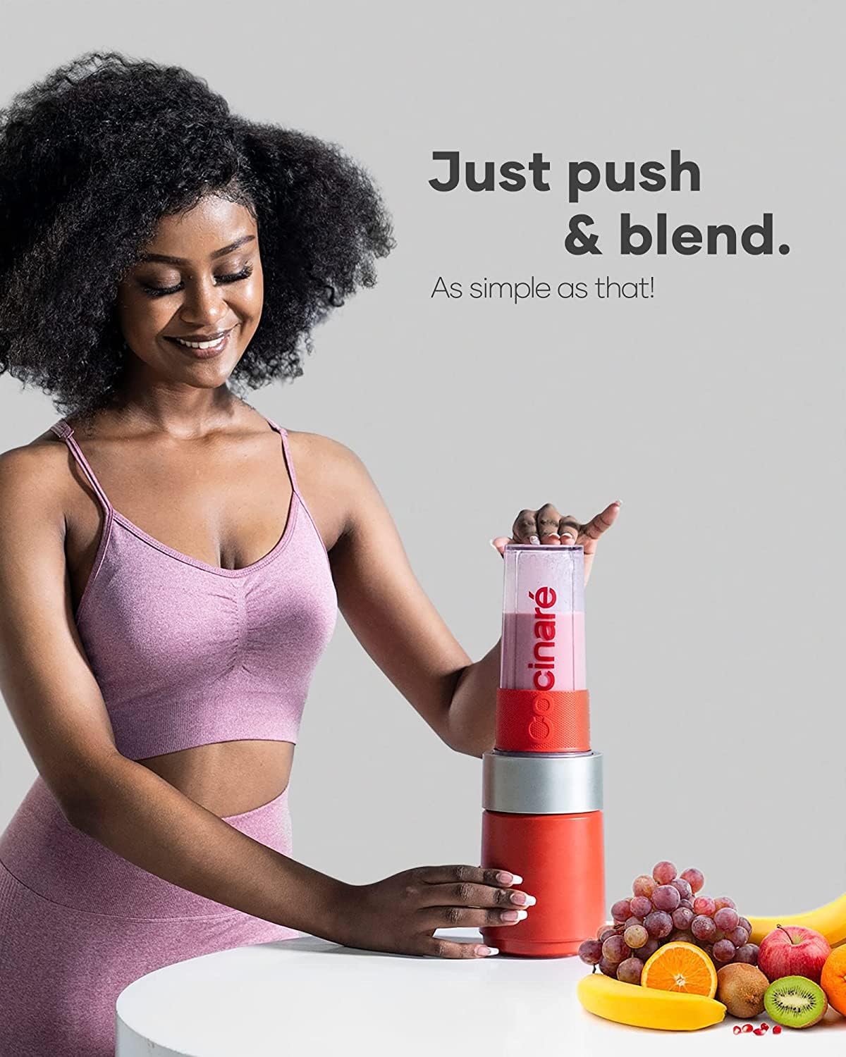 Cocinare 1100W Personal Blender - 6 Titanium Blades Portable Smoothie Maker for Shakes, Frozen Fruits, Ice & Nuts - 16oz Travel Sports Bottle - Perfect for Kitchen, Gym & Outdoor Adventures (Black)