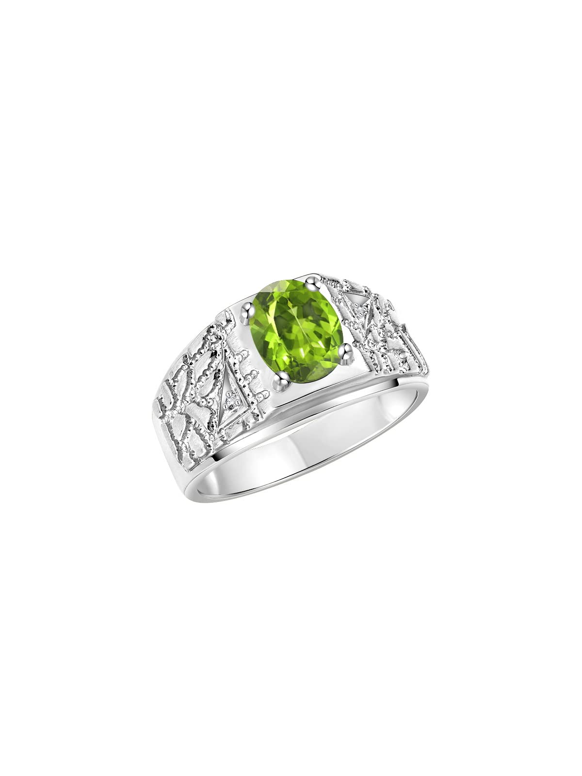 Rylos Men's Designer Nugget Ring: 9X7MM Oval Gemstone & Sparkling Diamonds, Sterling Silver Birthstone Rings for Men (Sizes 8-13) – Perfect for Weddings, Anniversaries & Gifts | Stylish Men's Jewelry
