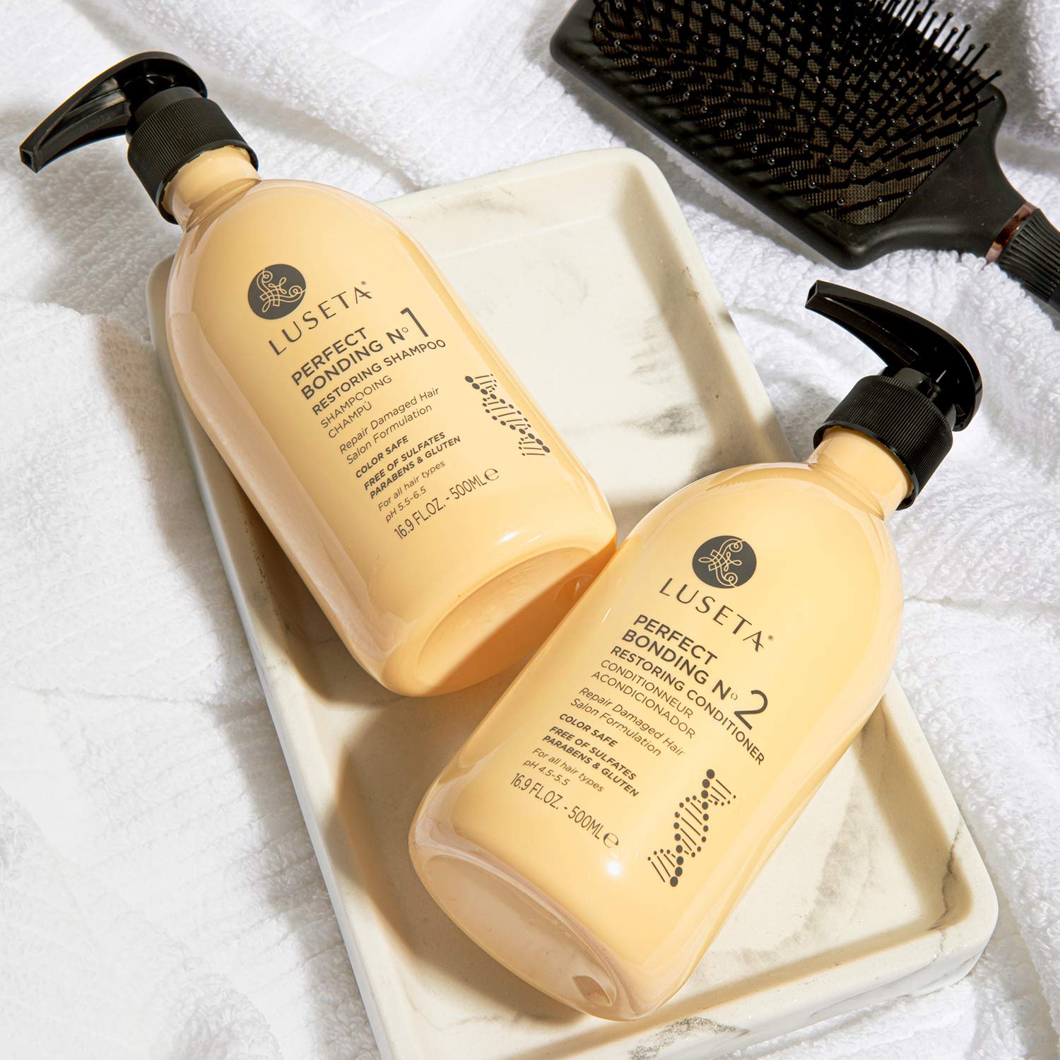 **Luseta Rosemary Oil Shampoo & Conditioner Set - Sulfate-Free, Acidic Bonding for Hair Repair & Loss Prevention - 2 x 16.9 oz - Ideal for Damaged, Dry & Color-Treated Hair - Salon-Quality Women's Hair Care Routine**