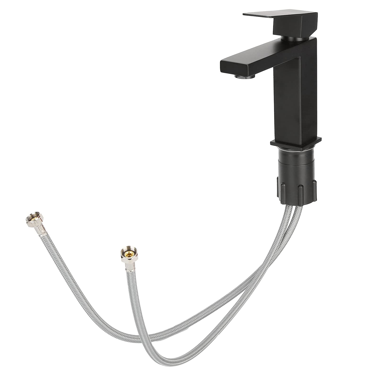 LANTRO JS G7/8 Stainless Steel Single Hole Bathroom Sink Faucet - Hot & Cold Water Basin Mixer Tap for Modern Vanity, Powder Room, and Guest Bathroom