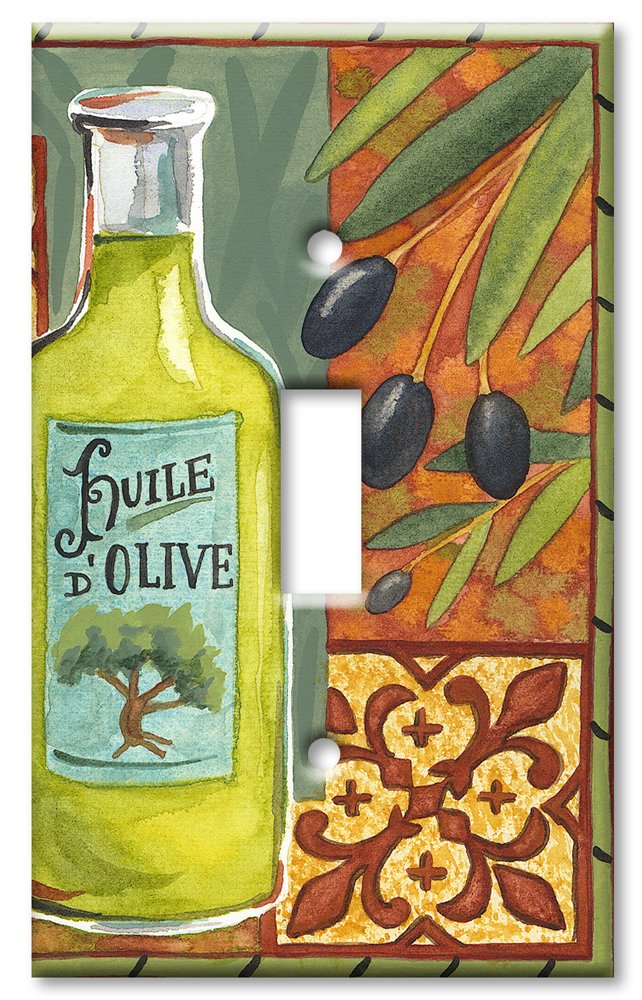Oversized Decorative Metal Switch Plate Cover - Single Gang Toggle Size - Olive Oil Finish - Handcrafted in USA | Perfect for Home Renovation, Living Room Decor & Kitchen Upgrade
