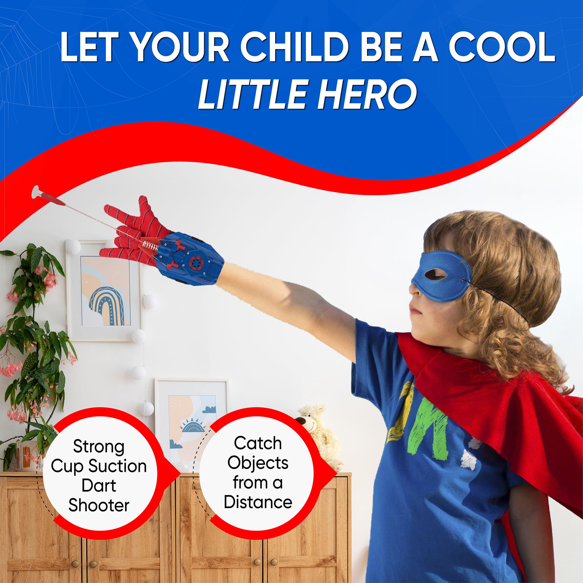 Spider Web Shooter and Dart Blaster Set - Superhero Role Play Toys for Kids, Includes 2 Spider Gloves & Web Launchers, Outdoor Activity Gadgets for Boys & Girls - Perfect for Birthday Gifts, Halloween Costumes & Superhero Party Favors