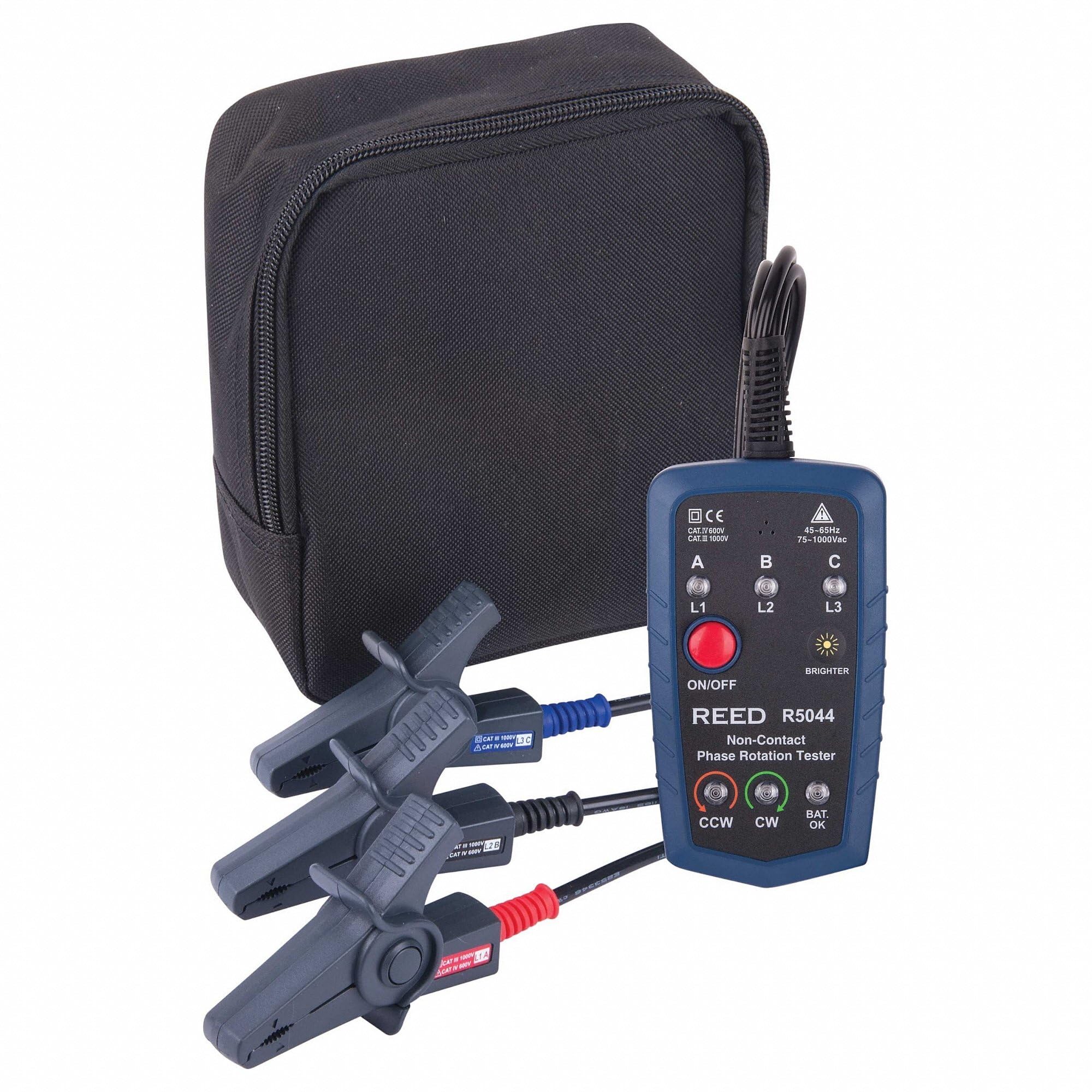 REED Instruments R5044 Non-Contact Phase Rotation Meter - 3-Phase Electrical Tester for Motors, Generators & Power Systems - Perfect for Electricians & Industrial Maintenance