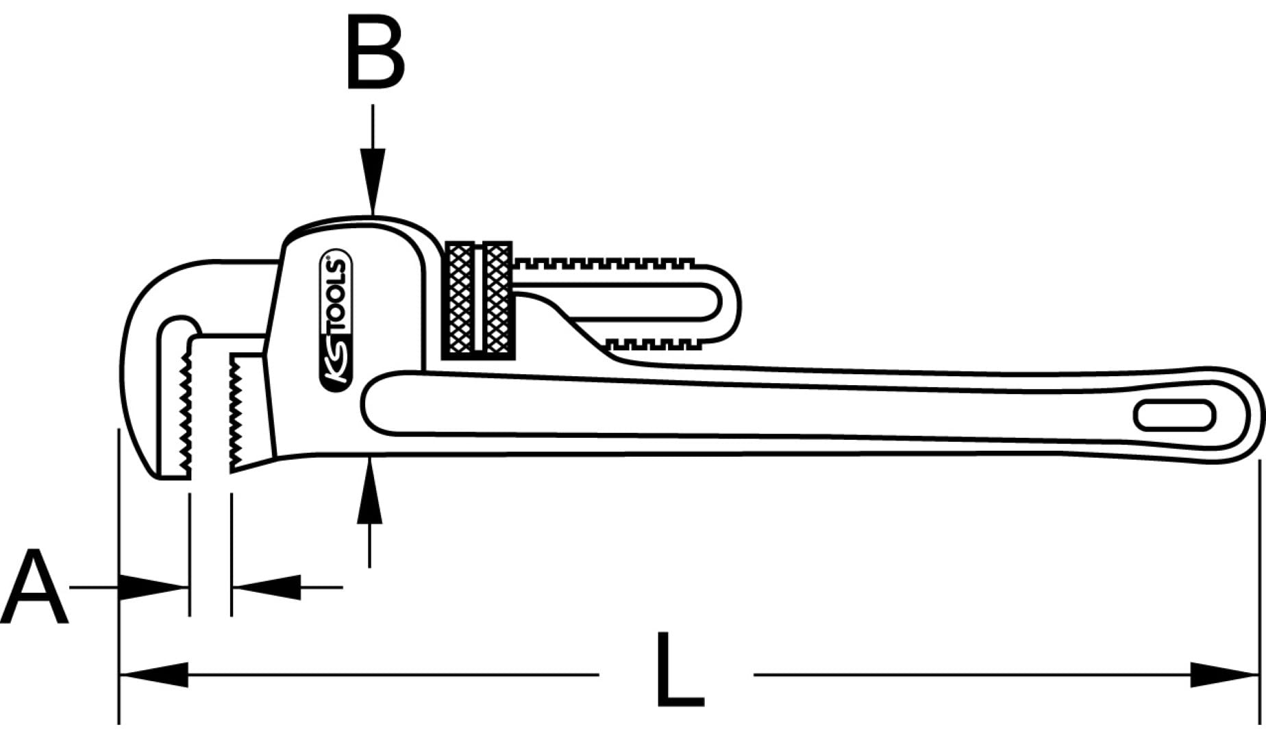 KS TOOLS 1200mm Heavy Duty Cast Iron Pipe Wrench with Comfort Grip - Ideal for Plumbing Repairs, Pipe Fittings, and DIY Home Improvement Projects