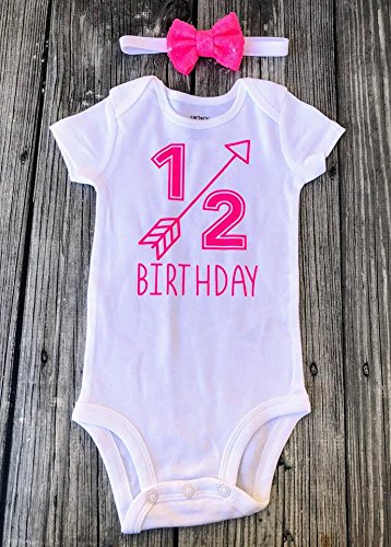 1/2 Birthday Bodysuit for Girls - Cute Half Birthday Outfit for 6 Month Old Baby - Soft Cotton Baby Shirt & Onesie - Perfect for Photoshoots, Celebrations & Special Occasions