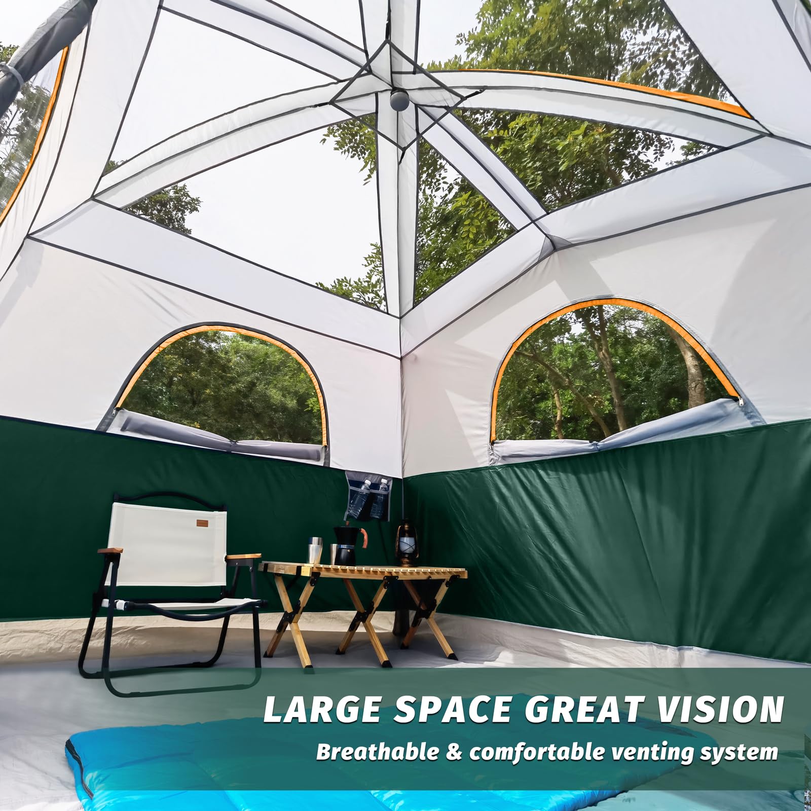 UNP 6-Person Waterproof Windproof Family Camping Tent - Double Layer, Easy Setup with 1 Mesh Door & 5 Large Mesh Windows (10'x9'x78