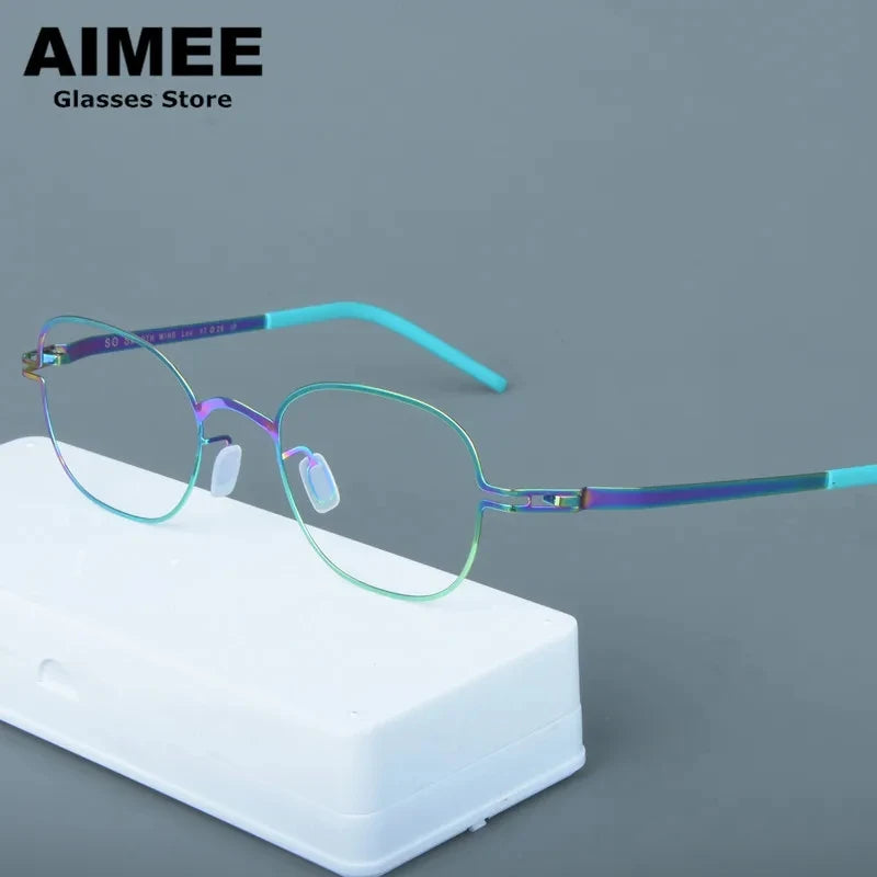 Aimee Women's Full Rim Square Oval Screwless Steel Eyeglasses Frame 13547 - Lightweight & Durable for Office, Reading & Everyday Use