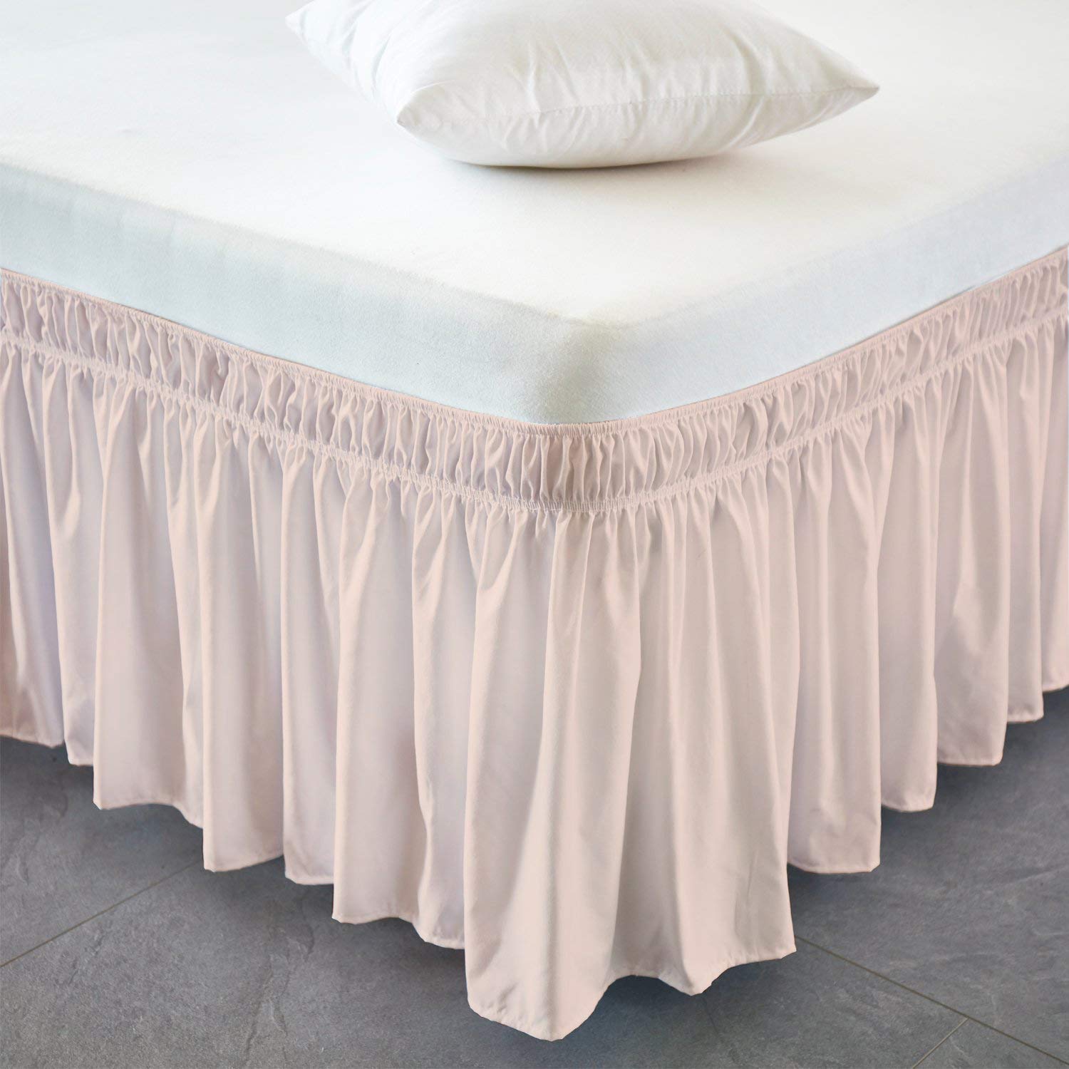Premium 100% Organic Cotton 600 Thread Count Bed Skirt - Wrap Around Elastic Dust Ruffle with Platform, Fits Up to 15