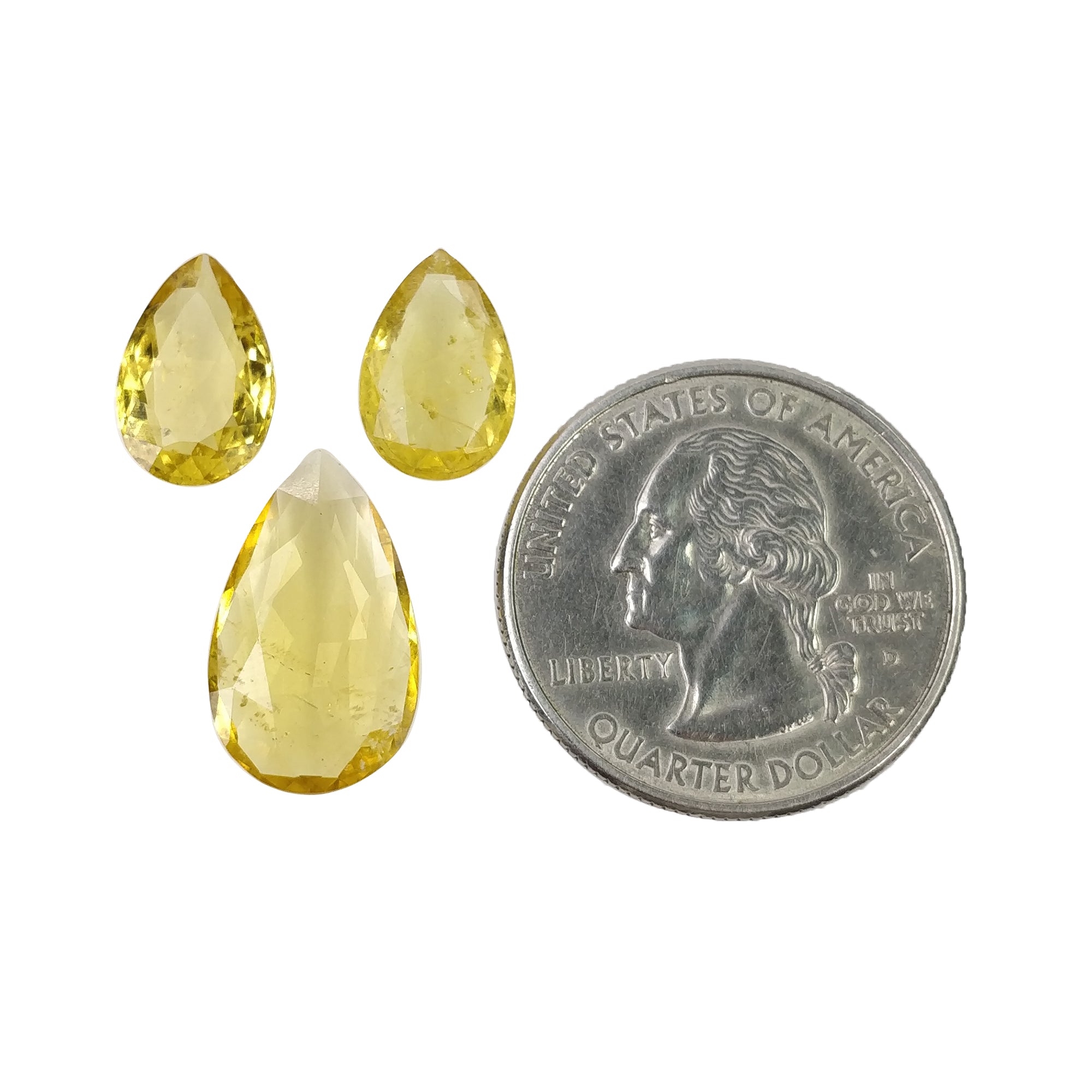 Natural Untreated Aquamarine Gemstone Rose Cut - 8.95cts Yellow Pear Shape (12.5x8mm & 18x11mm, 3pcs) | Handmade Jewelry Making, Engagement Rings & Unique Gift Ideas