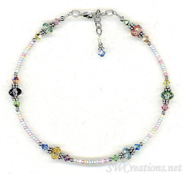 Pastel Czech Crystal Beaded Anklet - Elegant Adjustable Ankle Bracelet for Women, Boho Chic Summer Beach Jewelry Gift | Perfect for Weddings, Vacations & Everyday Wear