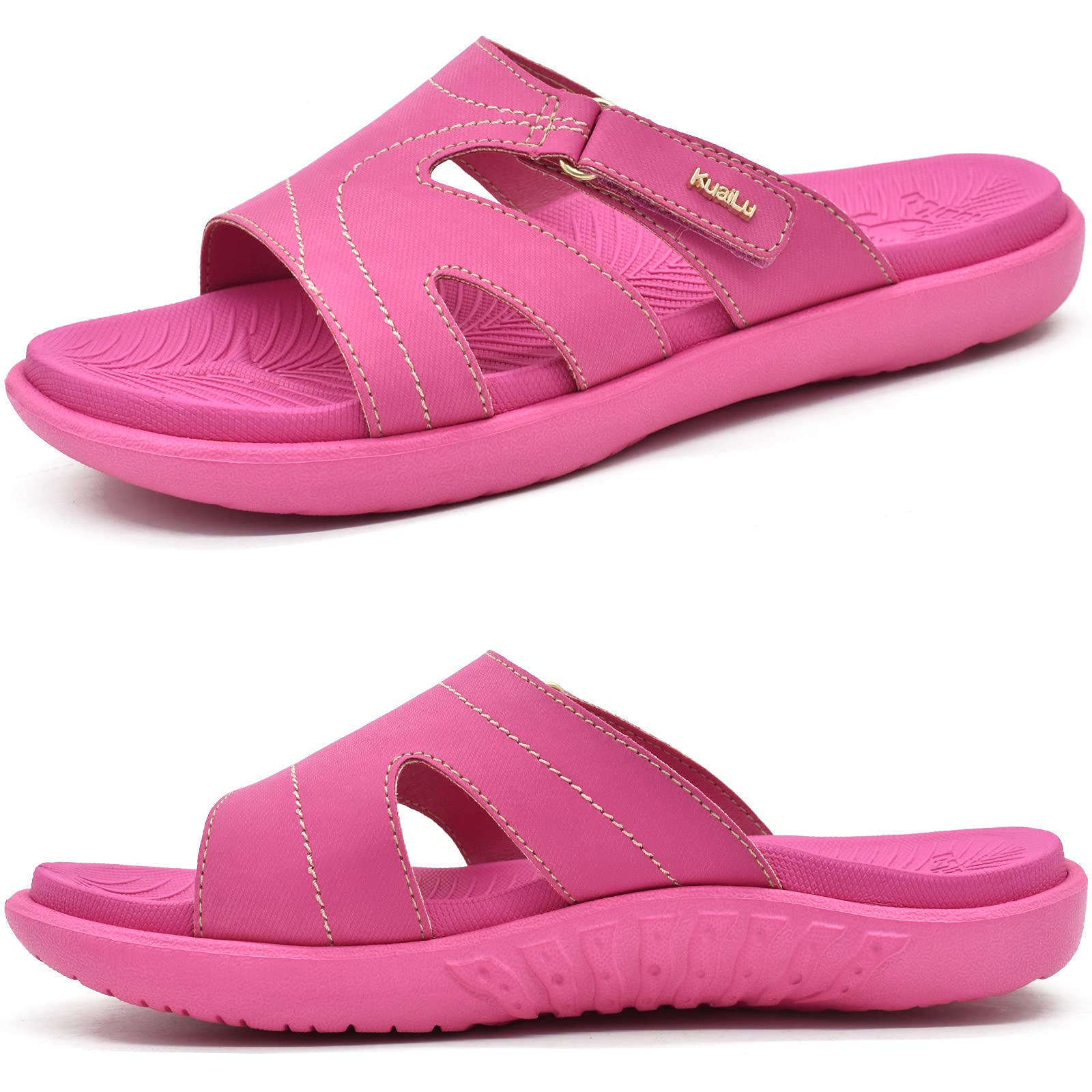 KuaiLu Women's Orthotic Slides - Lightweight Athletic Yoga Sandals with Thick Cushion & Arch Support for Plantar Fasciitis - Perfect for Yoga, Gym, and Home Comfort