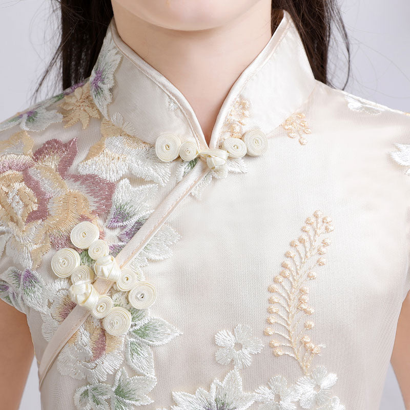 Exquisite Embroidered Cheongsam Dress for Girls | Traditional Chinese Kids Qipao | Perfect for Festivals, Parties & Cultural Events