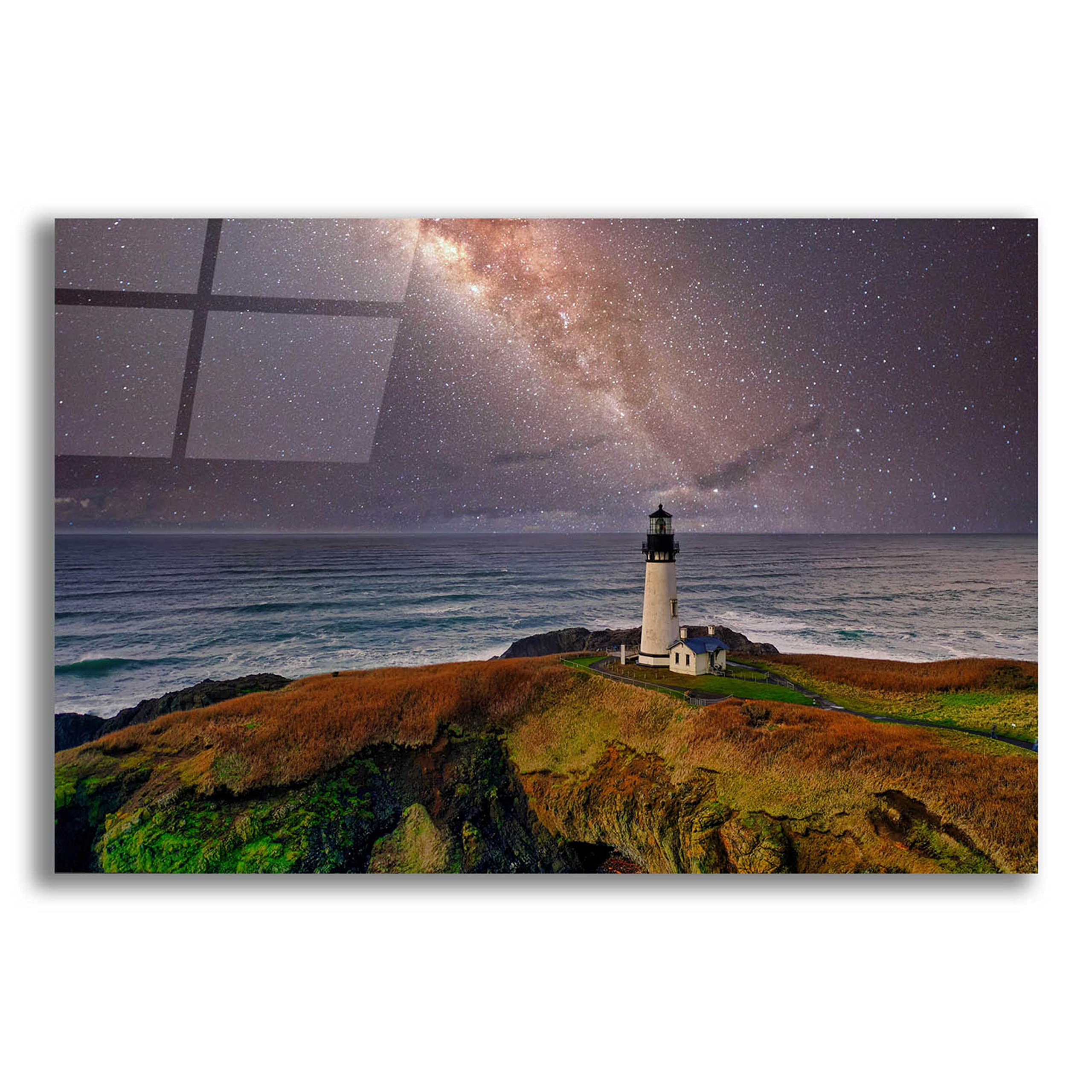 Epic Art 'Milky Way Beacon' by Epic Portfolio - 24x16 Inch Acrylic Glass Wall Decor - Modern Space Themed Home & Office Artwork - Perfect for Living Room, Bedroom or Office Decoration