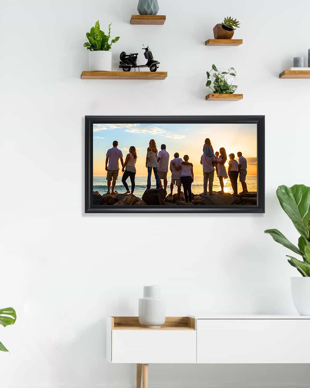 10x20 Panoramic Picture Frame - Solid Pine Wood Poster Frame for Wall Art - Black Home Decor for Living Room, Bedroom & Office (YK008)