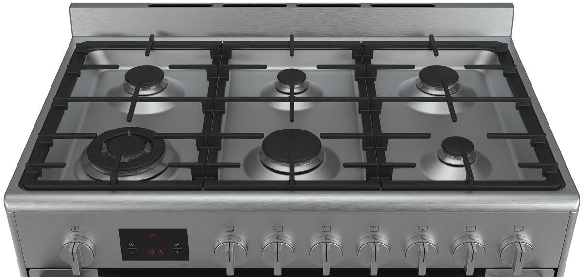 Bosch Serie 6 90cm Freestanding Dual Fuel Range Oven and Stove HSB738357A - Perfect for Home Cooking, Baking, and Entertaining