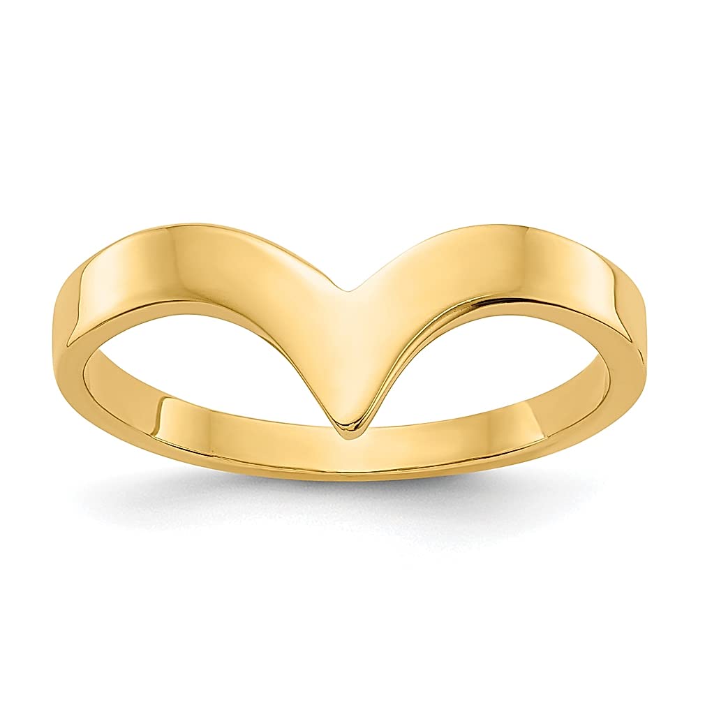 14K Yellow Gold Chevron Band Ring for Women - Size 6.00, Dainty Stackable Wedding Band, Minimalist Fine Jewelry Gift for Her - Perfect for Anniversaries, Engagements & Everyday Elegance