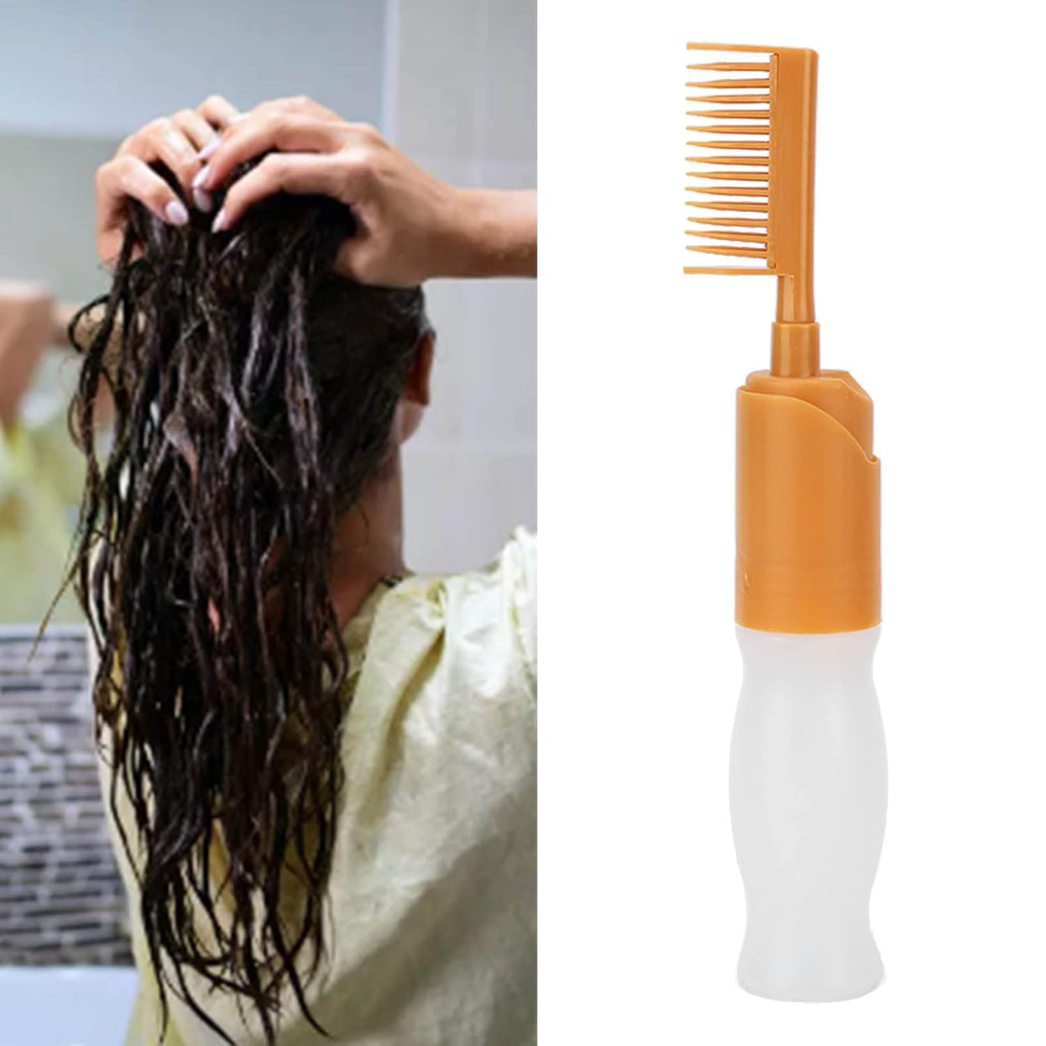 Doville Root Touch Up Hair Dye Applicator Bottle with Comb & Graduated Scale - Professional & Home Use for Gray Coverage, Highlights & Scalp Treatment (Salon & DIY Hair Coloring)