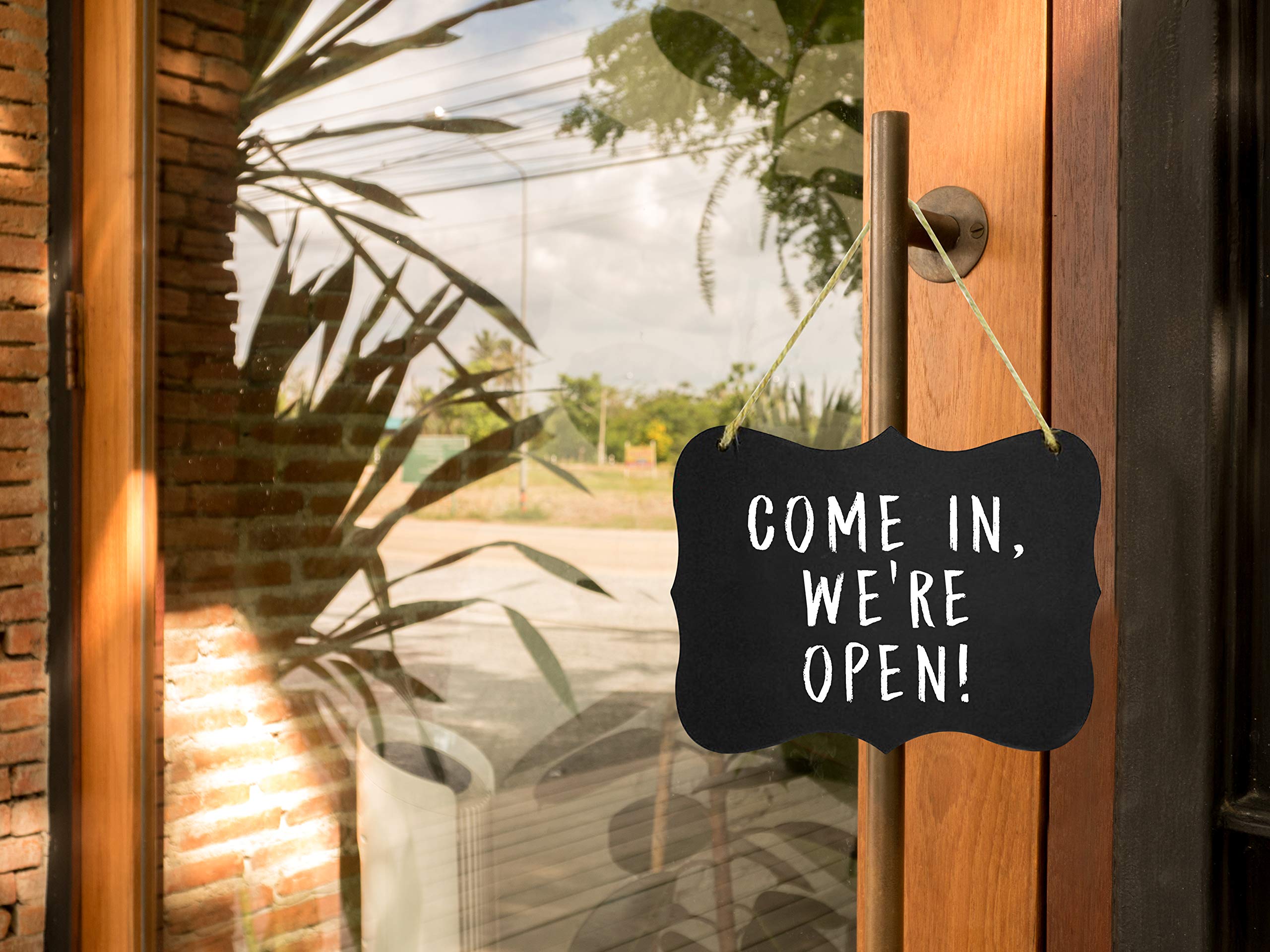 Double Sided Large Hanging Chalkboard Sign 8x10 - Acrylic Board for Standard Chalk & Liquid Chalk Markers - Erasable Wedding Decor, Kitchen Menu Board, Wall Art, Pantry Organization, Restaurant Signage