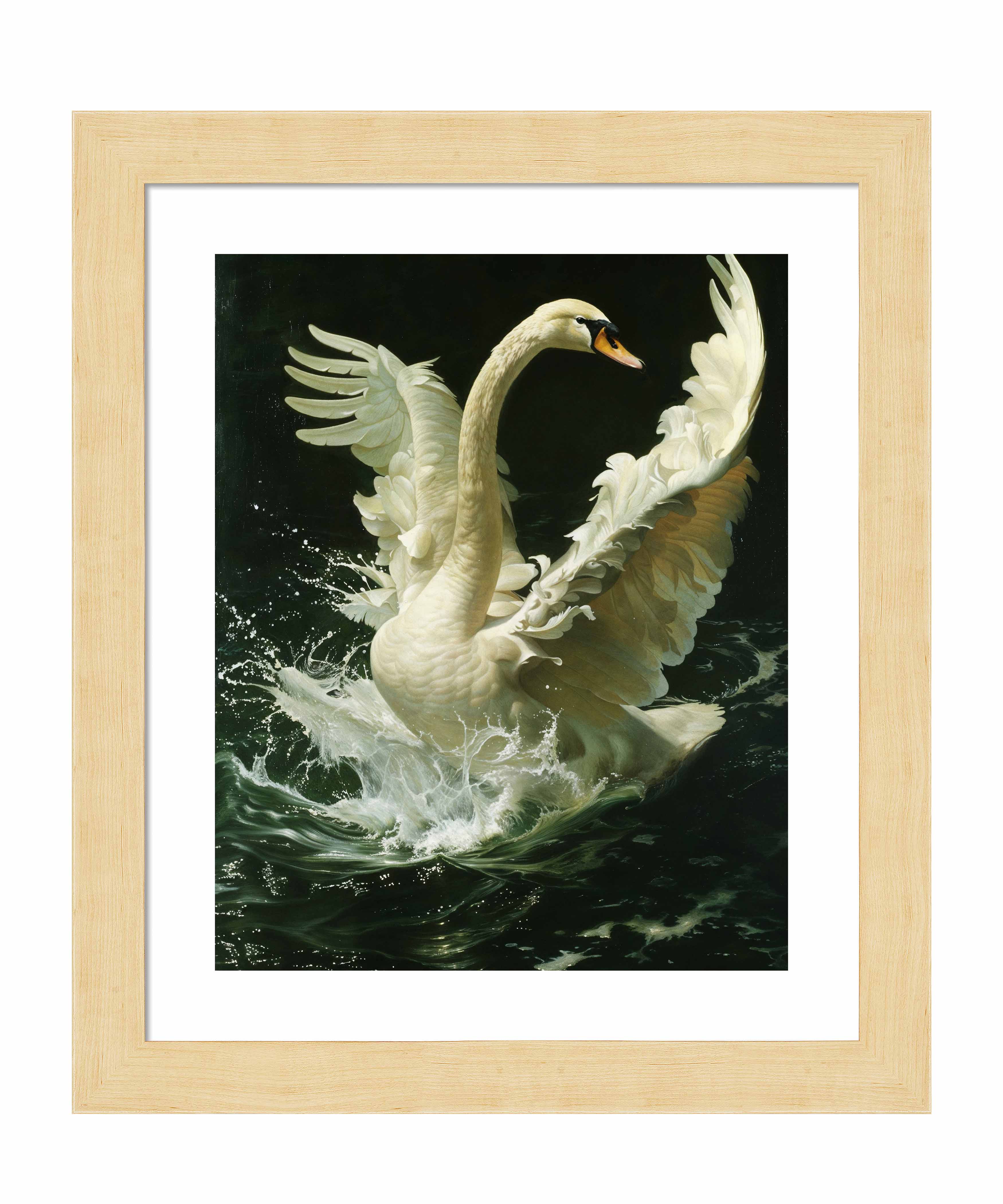 Ethereal Majesty Swan in Flight Art Prints - Elegant Home & Office Wall Decor, Perfect for Living Room, Bedroom, or Gift