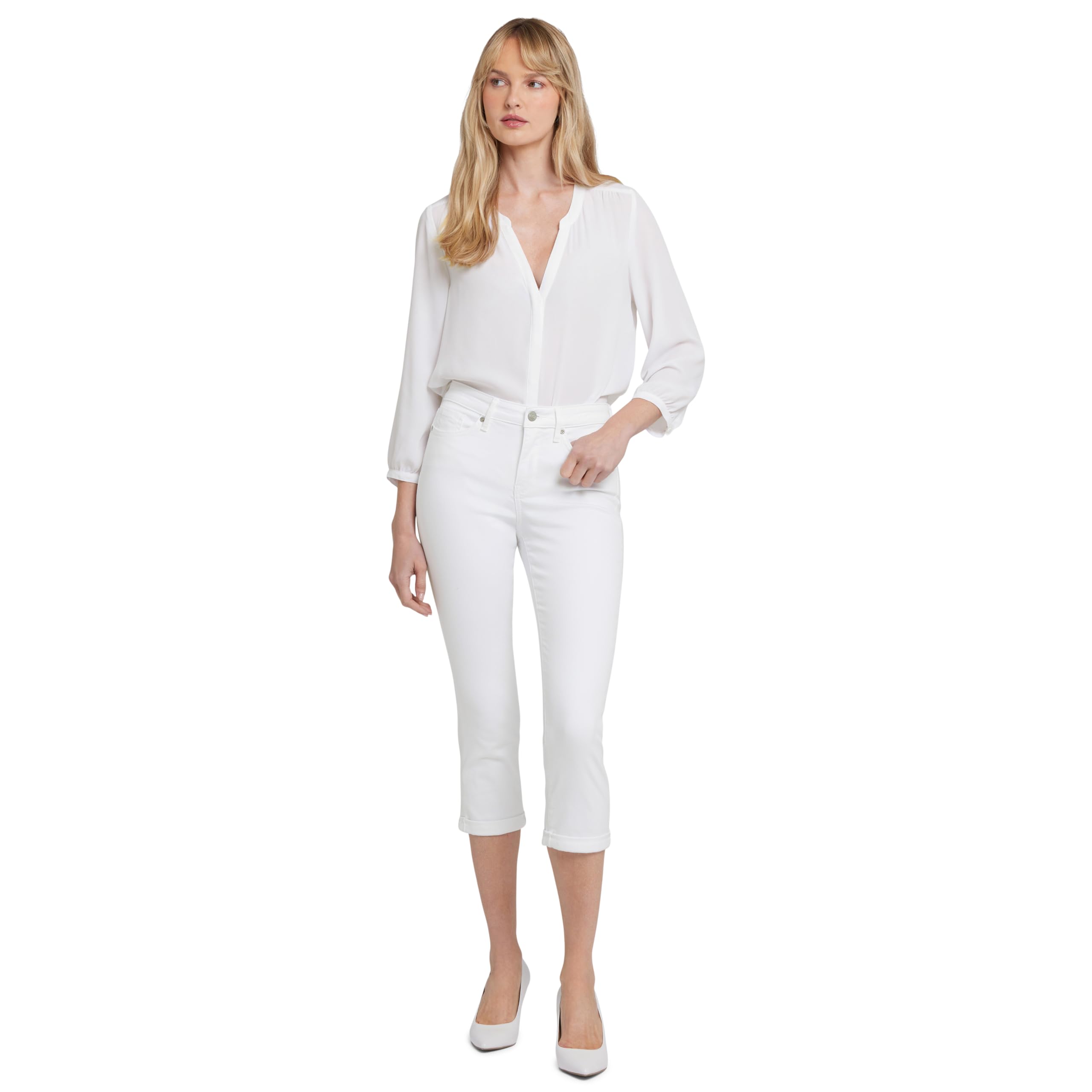NYDJ Chloe Capri Jeans for Women - Stretch Denim Ankle Pants in Optic White | Comfortable & Flattering Fit for Casual Wear, Work & Travel