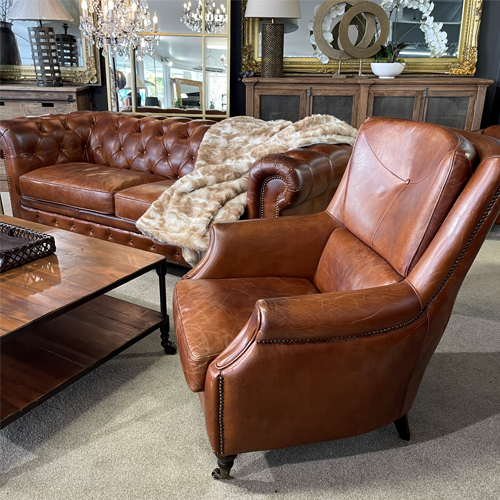 Premium Stanwick Genuine Leather Armchair - Rich Brown Color | Luxurious Living Room & Office Seating for Home & Workspace
