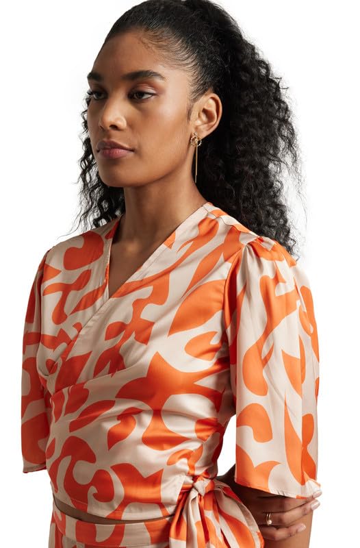 Zaccai Women's 2025 Summer Short Sleeve V-Neck Abstract Print 2 Piece Outfit Set - Casual Beachwear & Vacation Outfit for Women