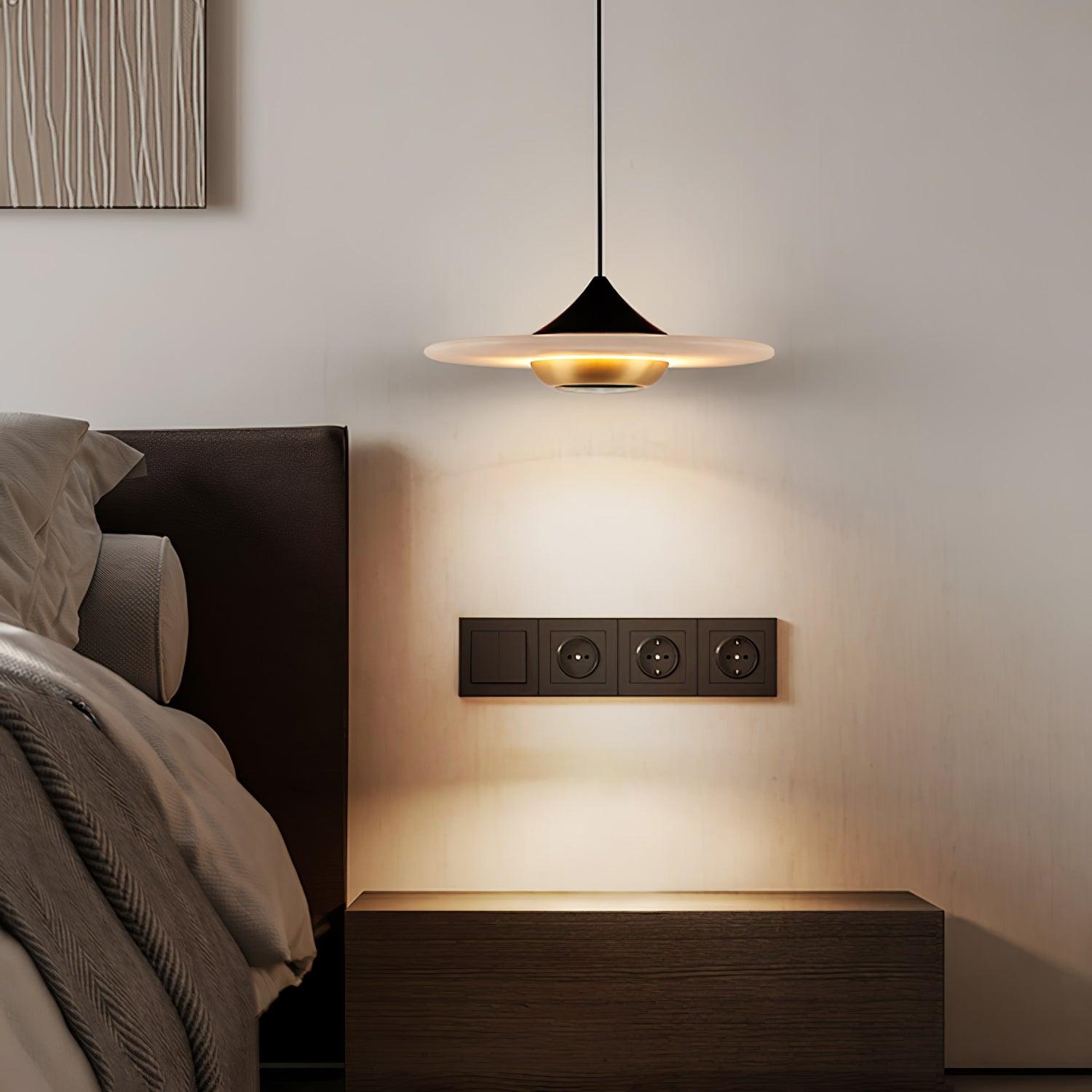 Modern UFO Flying Saucer Marble Pendant Light - Elegant Hanging Ceiling Lamp for Living Room, Dining Room, and Bedroom Decor