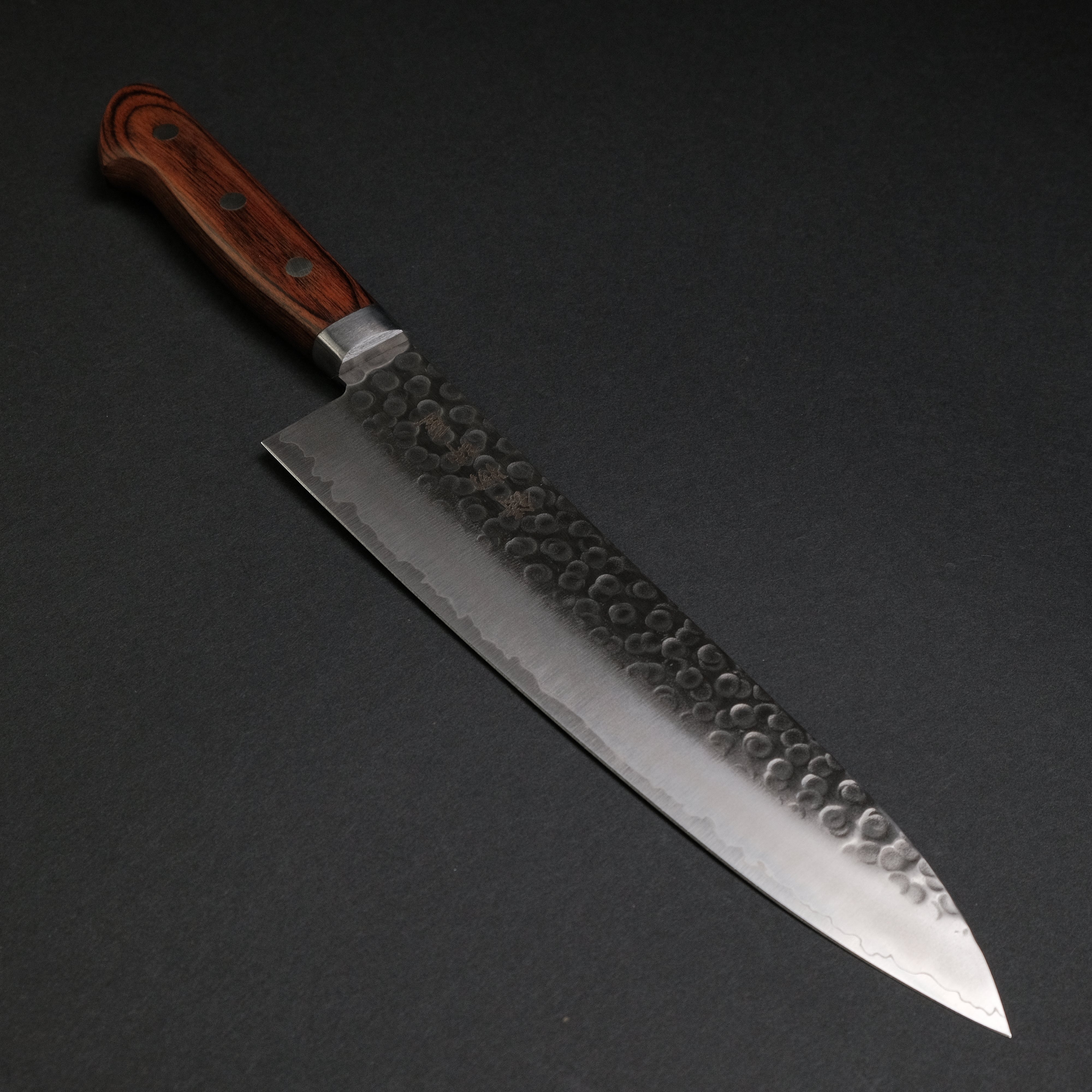 Hitohira Imojiya HG Tsuchime Gyuto 210mm Japanese Chef Knife - Imitation Mahogany Handle - Professional Kitchen Knife for Slicing, Dicing & Chopping Vegetables, Meat & Fish