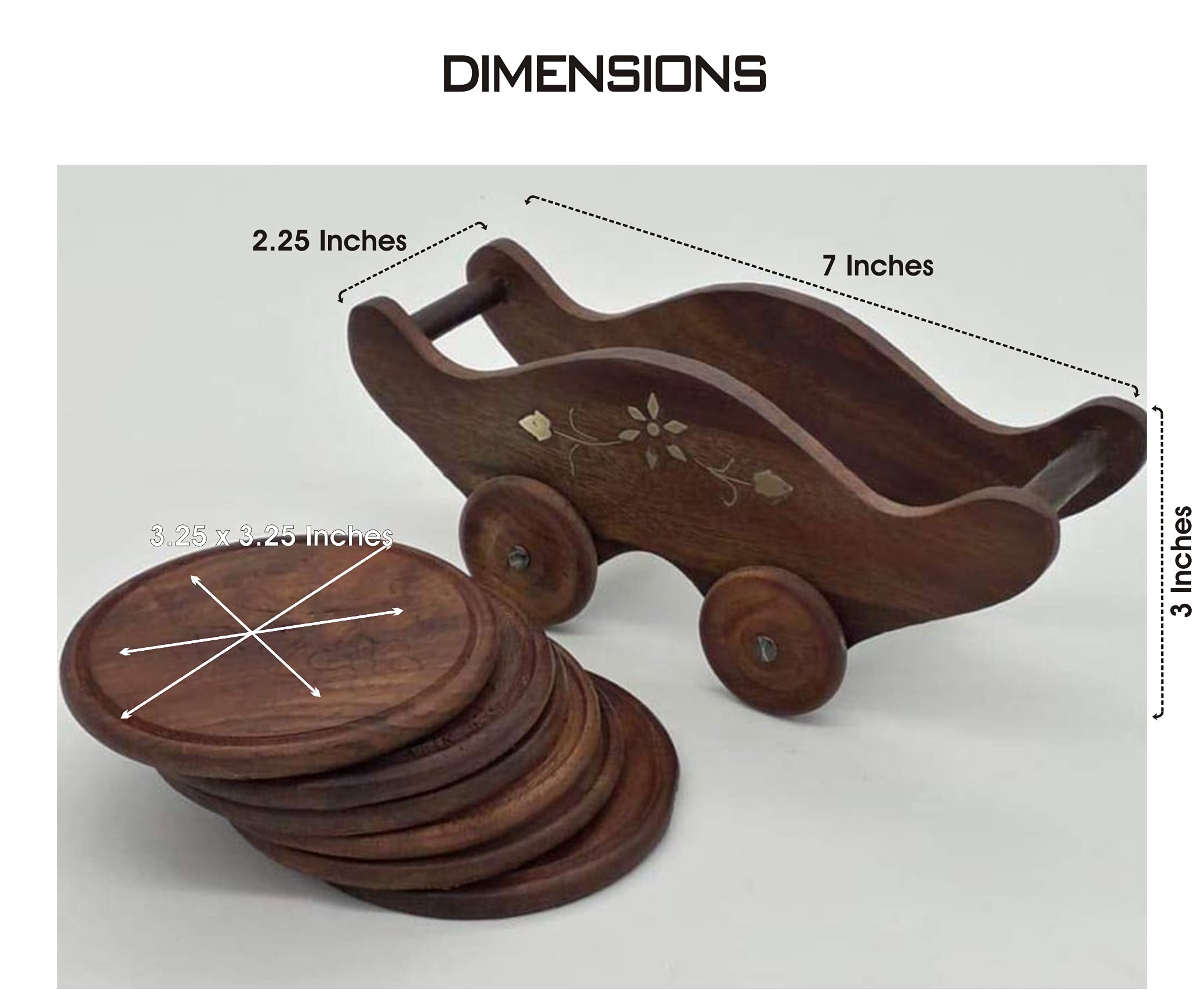 Handmade Wooden Coaster Set of 6 for Tea, Coffee & Drinks with Holder - Natural Wood Cup Coasters for Home, Office & Dining Table Decor