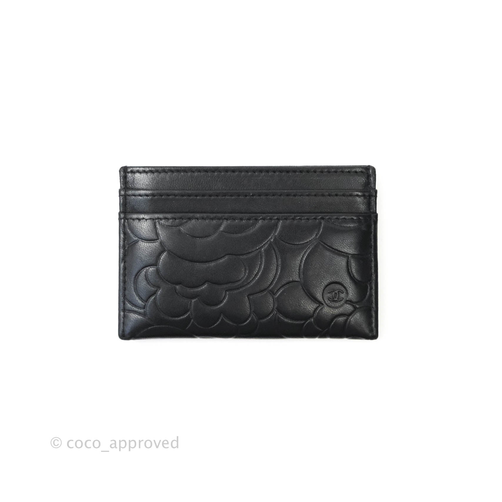 Chanel Classic Camellia Embossed Lambskin Card Holder with Silver Hardware - Luxury Women's Wallet for Everyday Use & Gift Giving